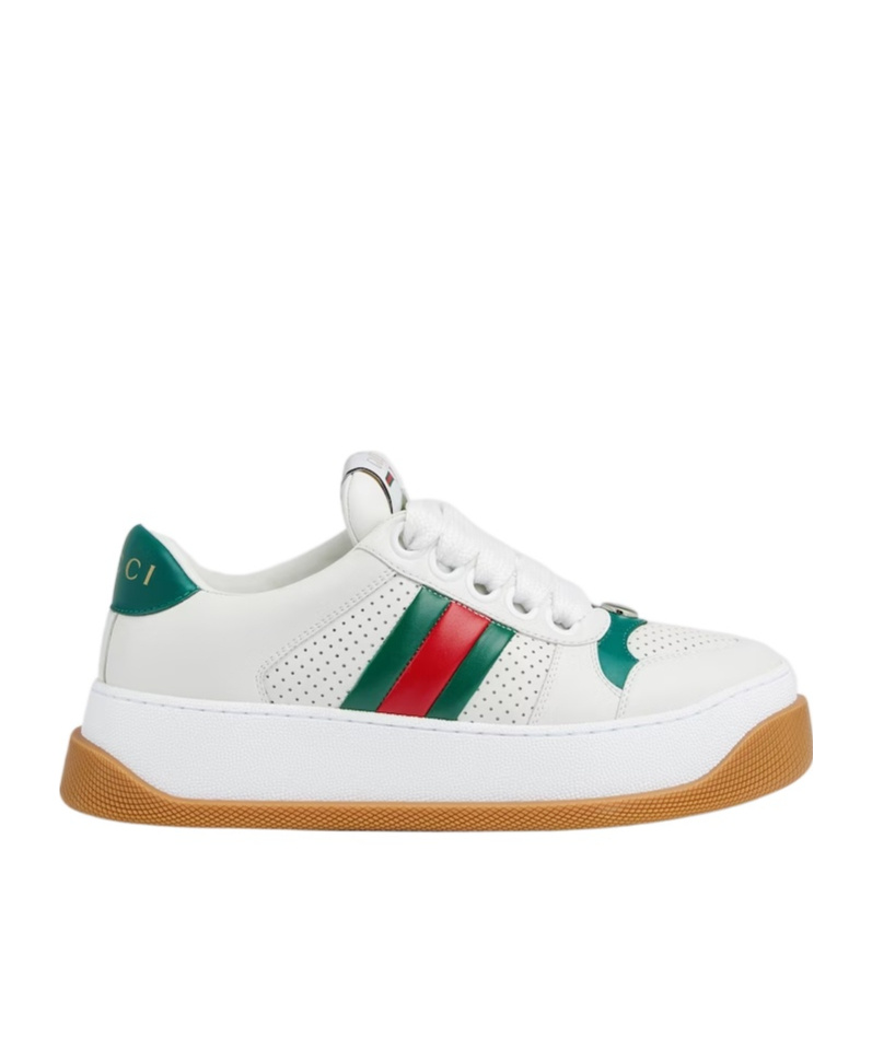 GUCCI SCREENER LACE-UP LEATHER SNEAKERS