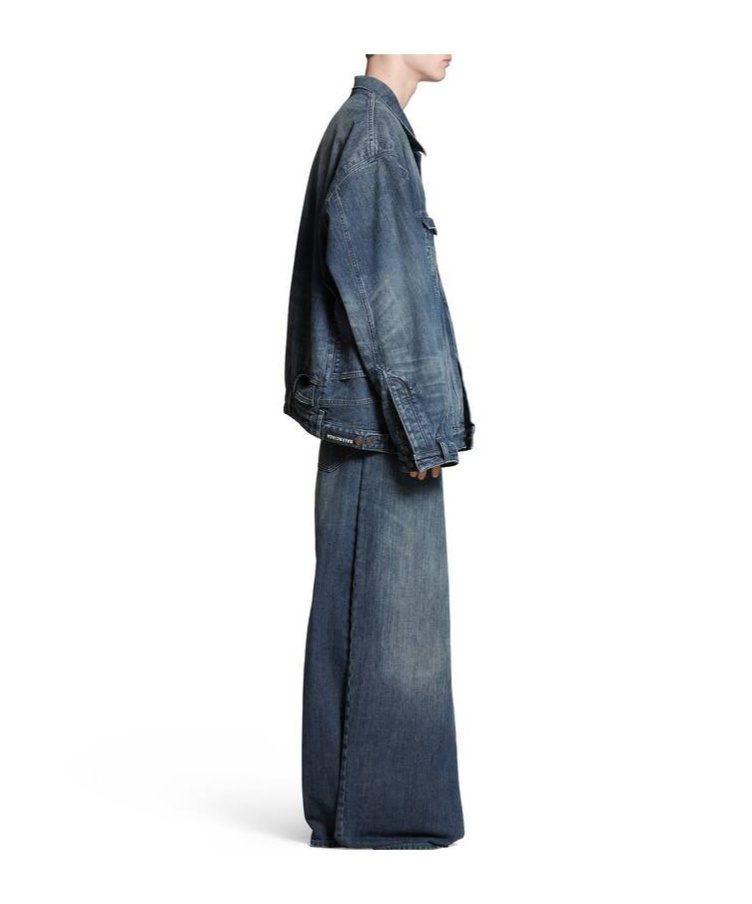 Balenciaga Jeansjacke Im Deconstructed-look In Blue