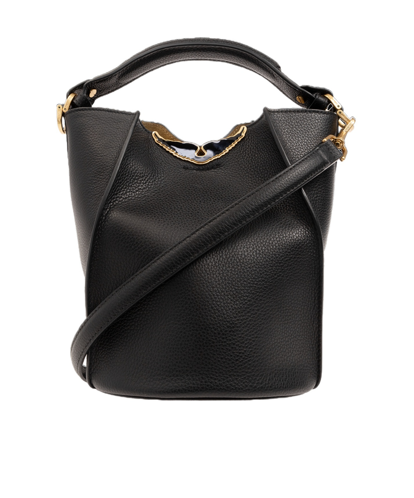 Shop Zadig & Voltaire Borderline Leather Bucket Bag In Black