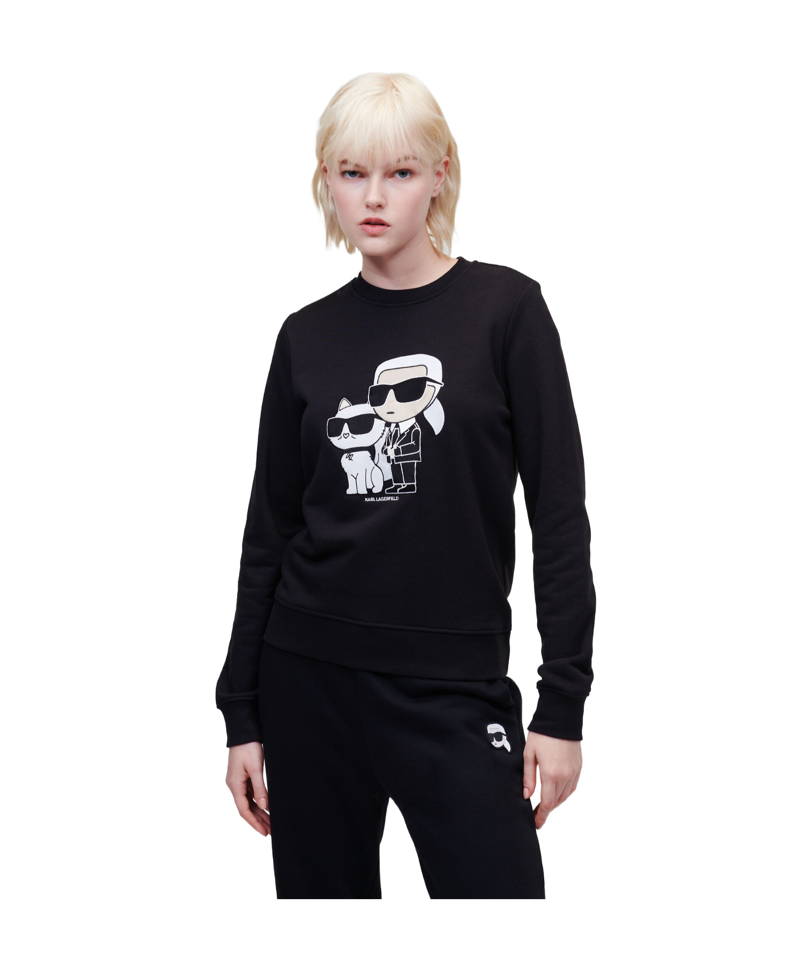 Karl Lagerfeld Ikonik 2.0 Crew Neck Sweatshirt In Black
