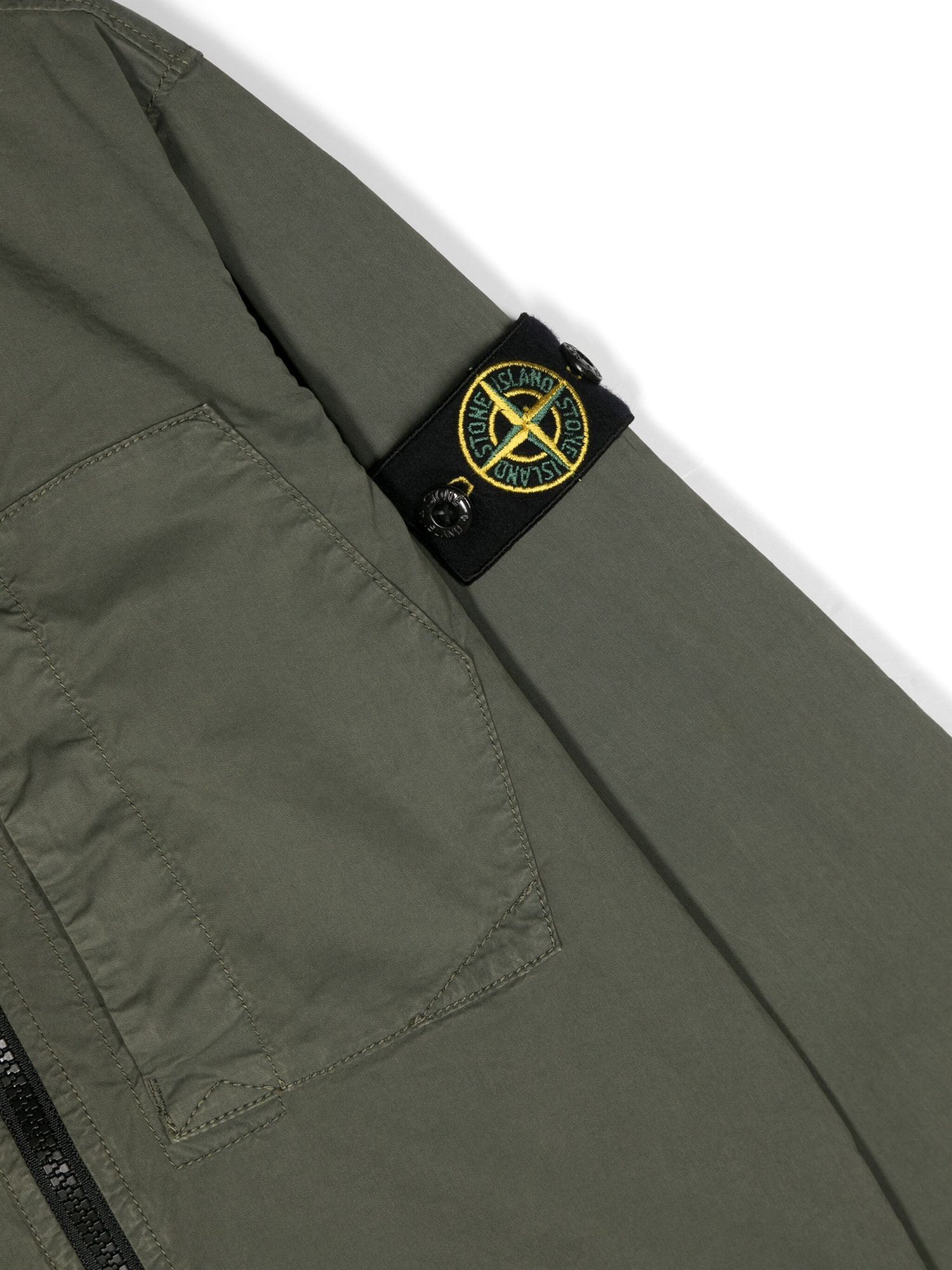 Stone Island Zip-up Shirt Jacket In Green