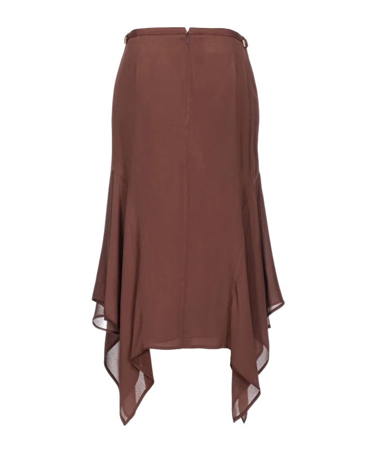Pinko Asymmetrical Midi Skirt In Chestnut In Red