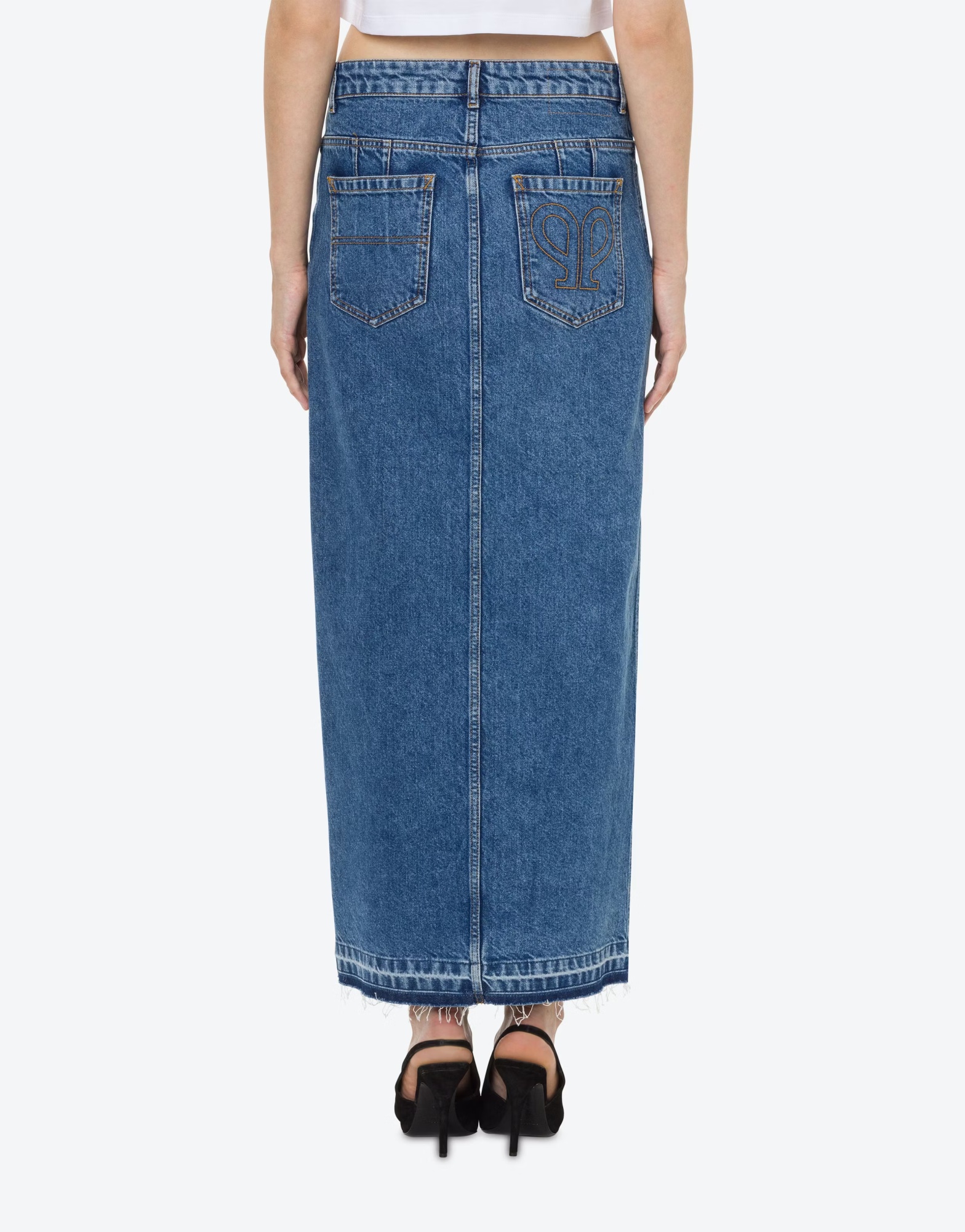 Philosophy Di Lorenzo Serafini Mid-rise Denim Maxi Skirt In Blue