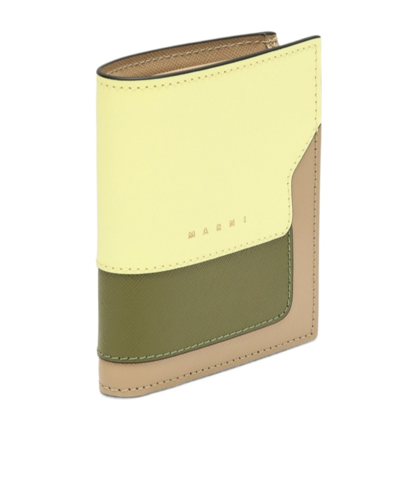MARNI COLOUR-BLOCK BI-FOLD LEATHER WALLET