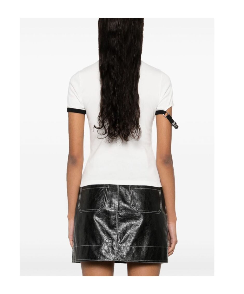 Courrèges Fitted White T-shirt With Contrasting Ribbed Trim In White