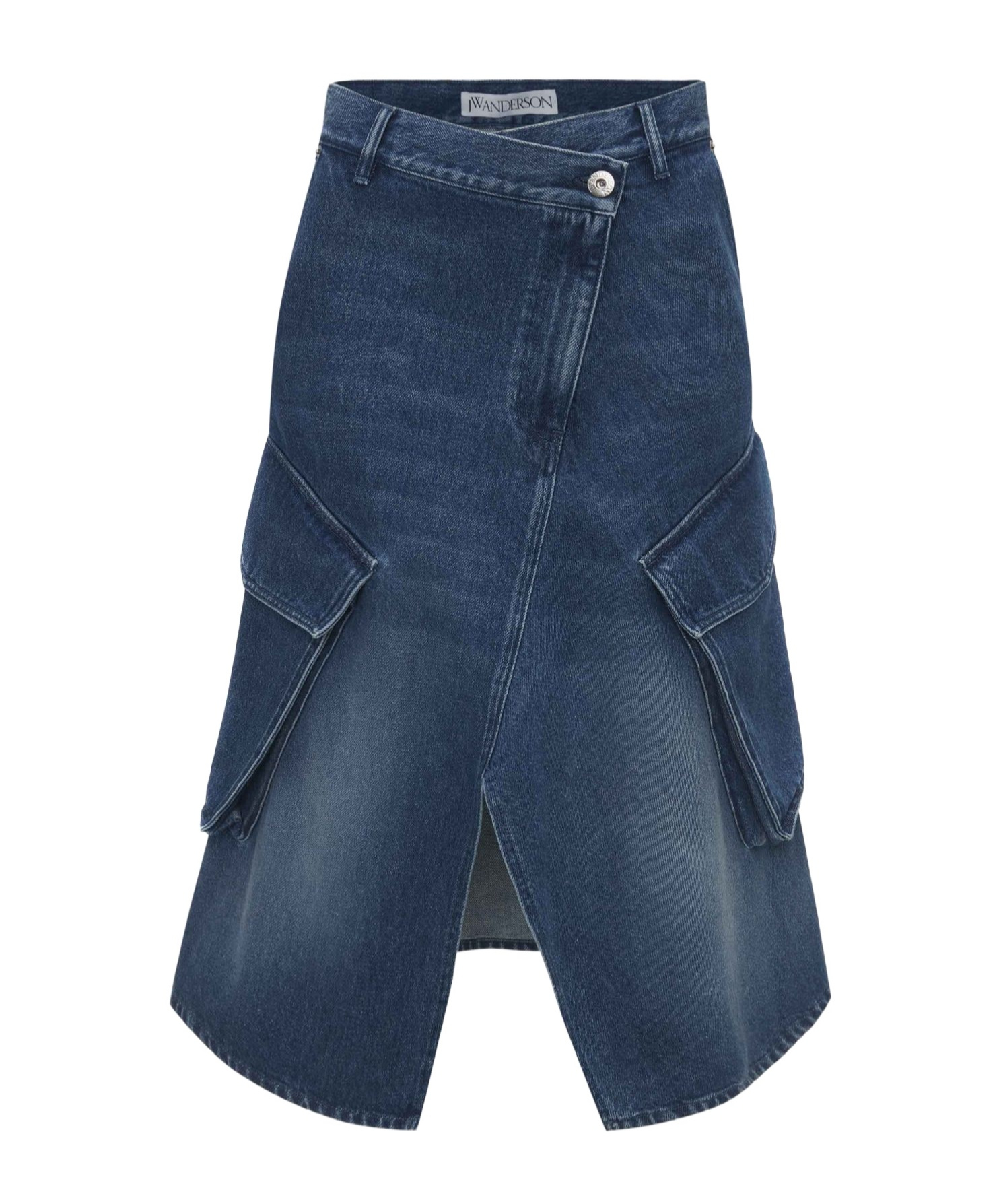 Jw Anderson Blue Cargo Pocket Denim Midi Skirt In Blue