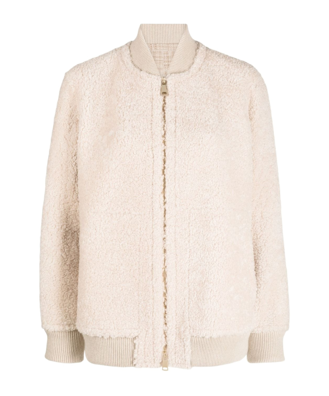 Manzoni 24 Shearling Zip-up Jacket In White
