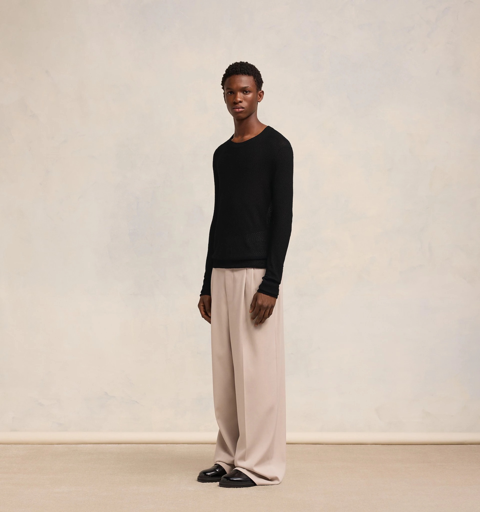 Shop Ami Alexandre Mattiussi Round-neck Long-sleeved Sweater In Black