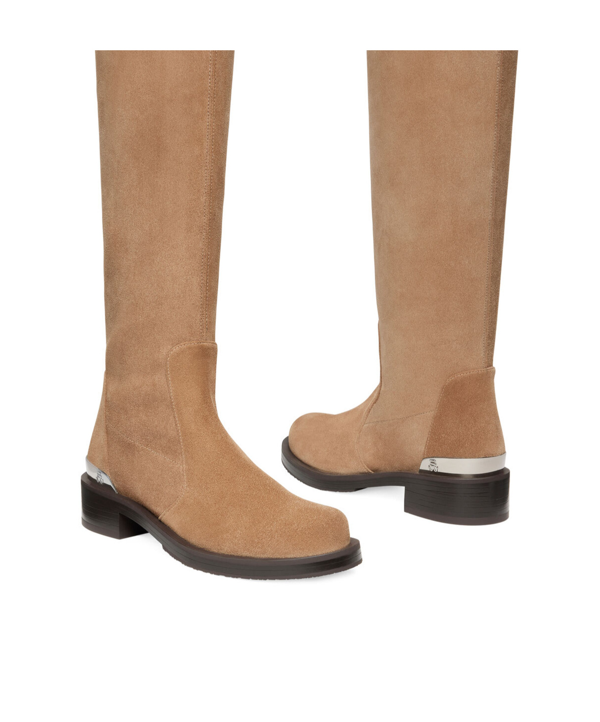 Stuart Weitzman Mercer Bold Suede Knee Boots In Nude