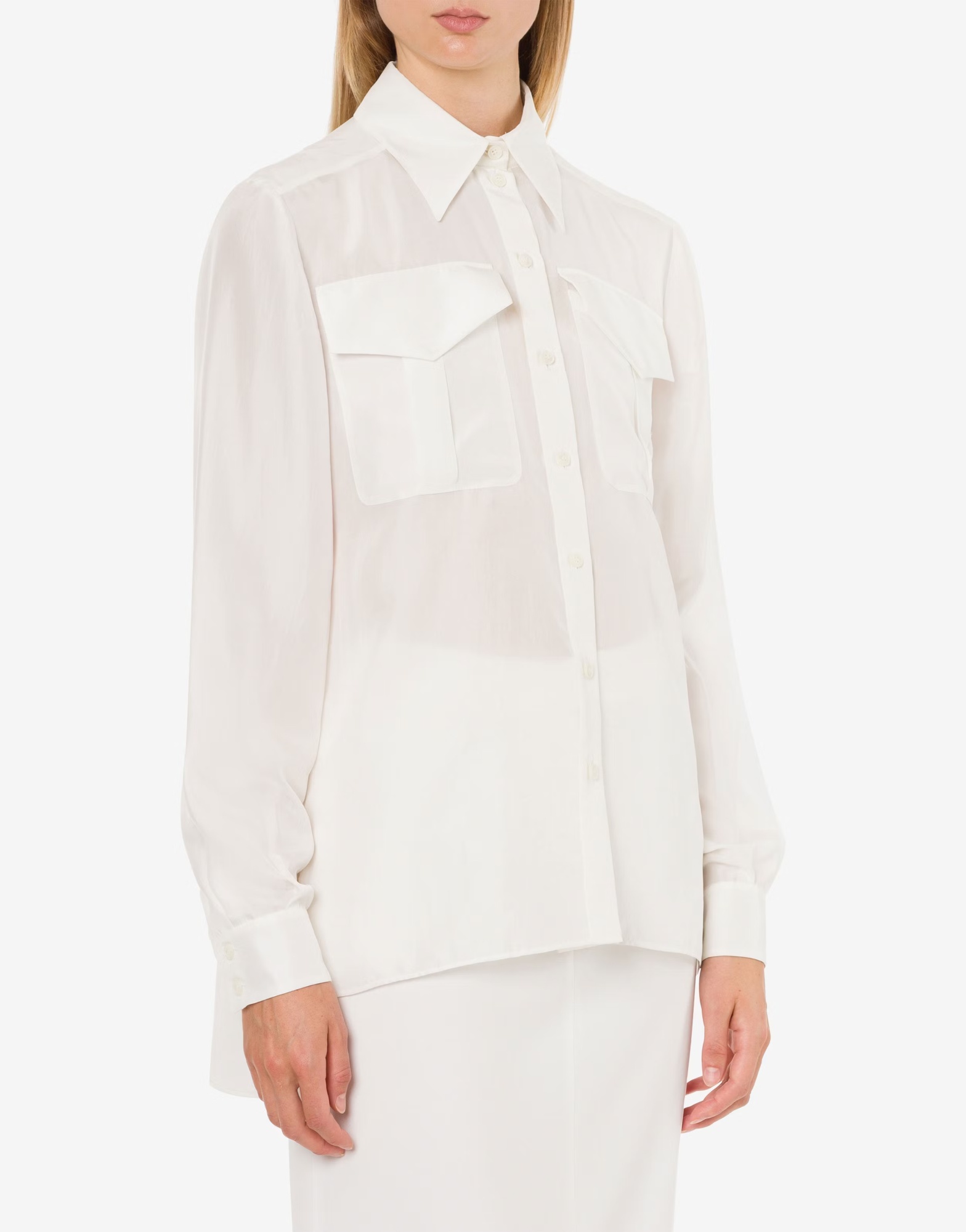 Alberta Ferretti White Maxi Shirt In Cotton Organza Woman In White