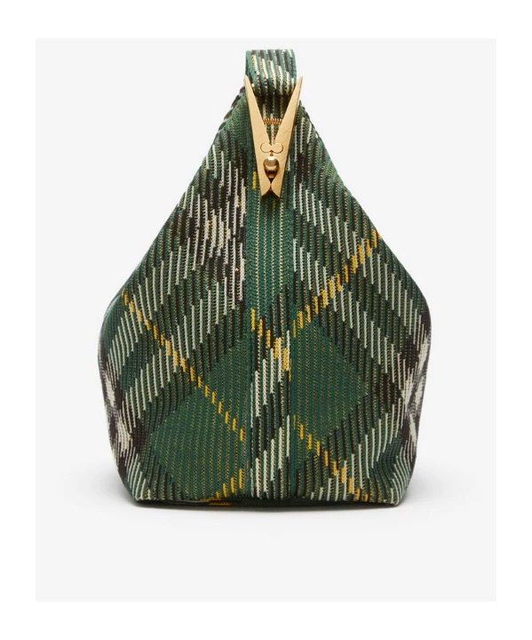 Shop Burberry Medium Peg Check-pattern Shoulder Bag In Green