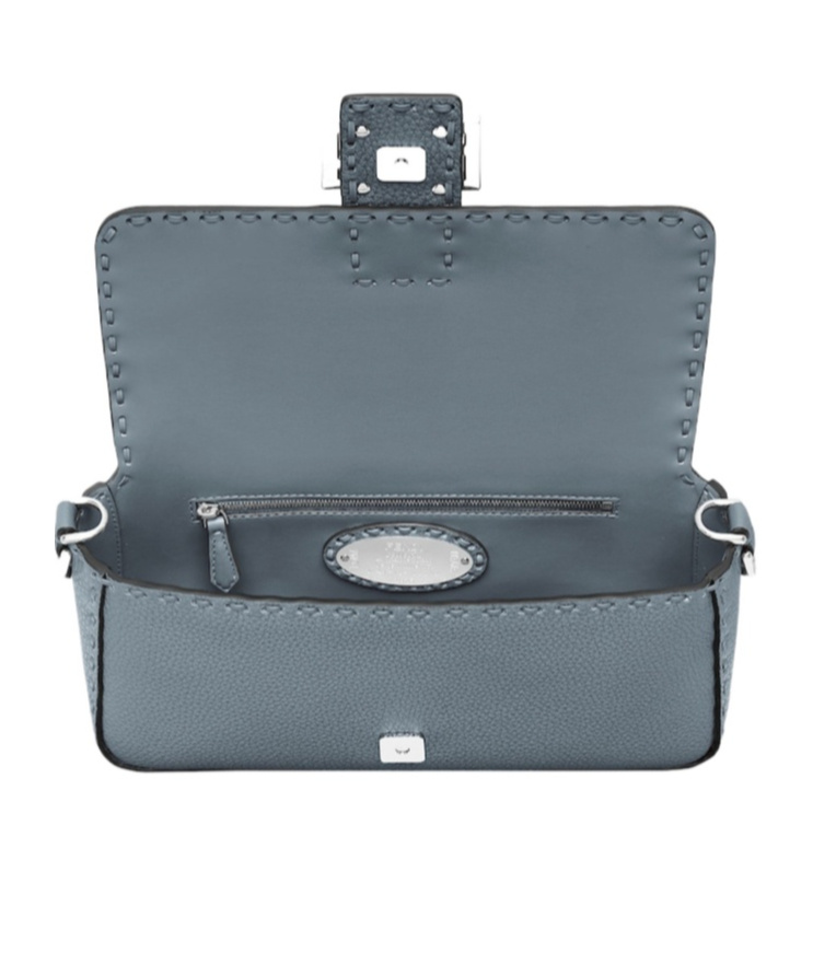 Shop Fendi Blue Selleria Bag With 612 Hand-sewn Topstitches In Gray