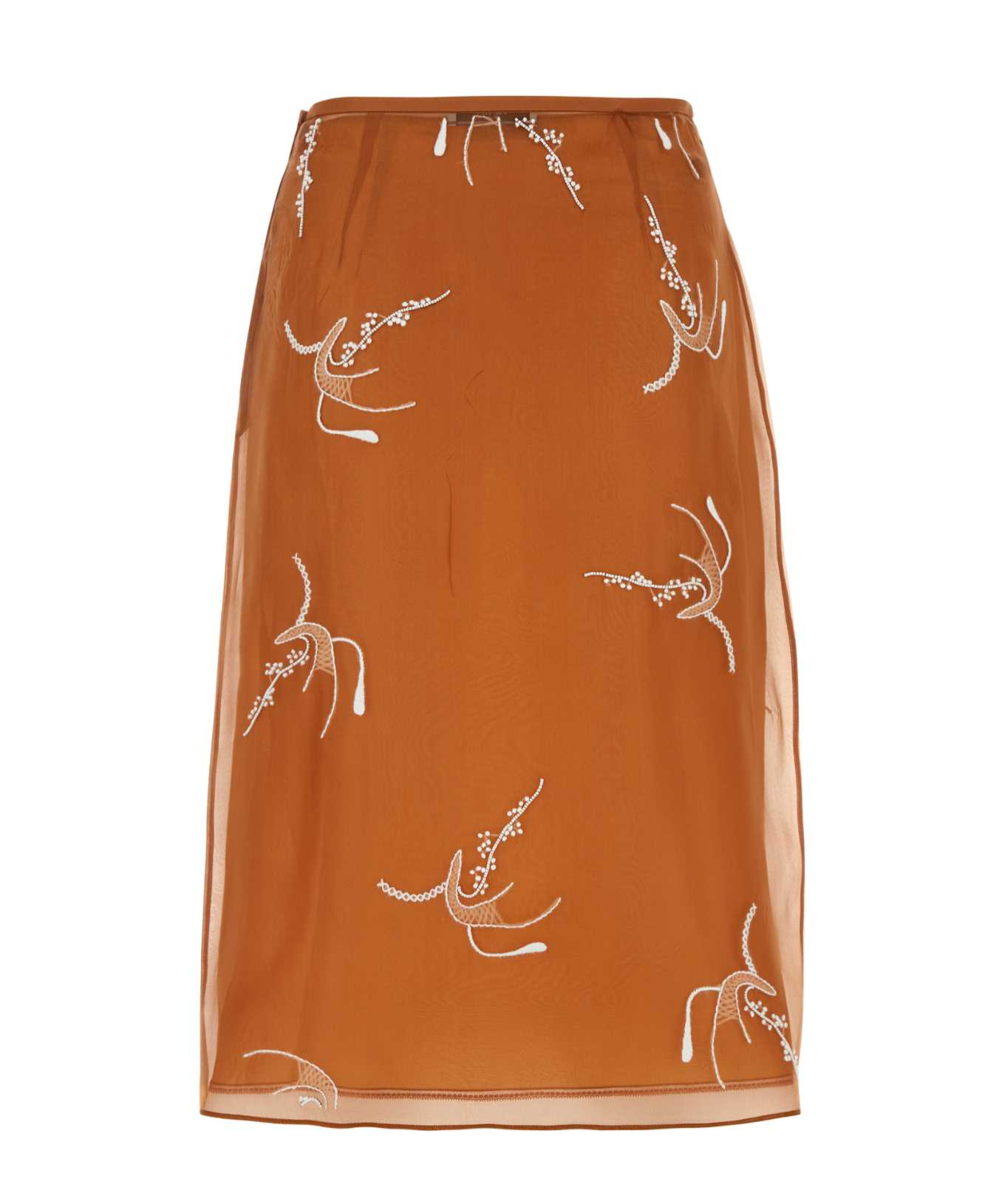 Prada Chic Copper Light Knit Mini Skirt In Brown