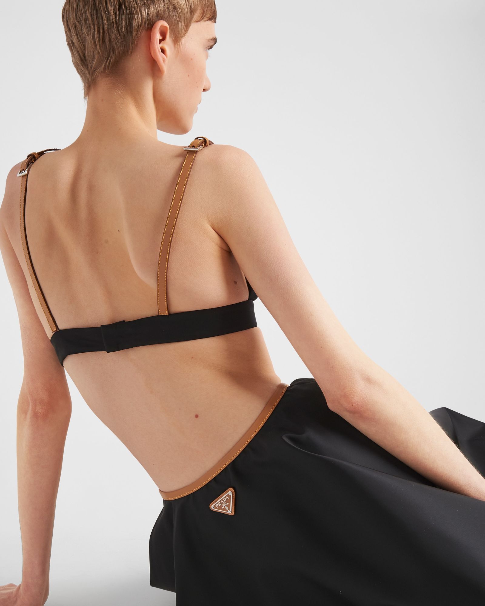 Prada Re-nylon Midi Skirt In Black