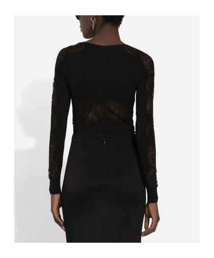 Dolce & Gabbana Viscose Sweater With Lace Inserts In Black