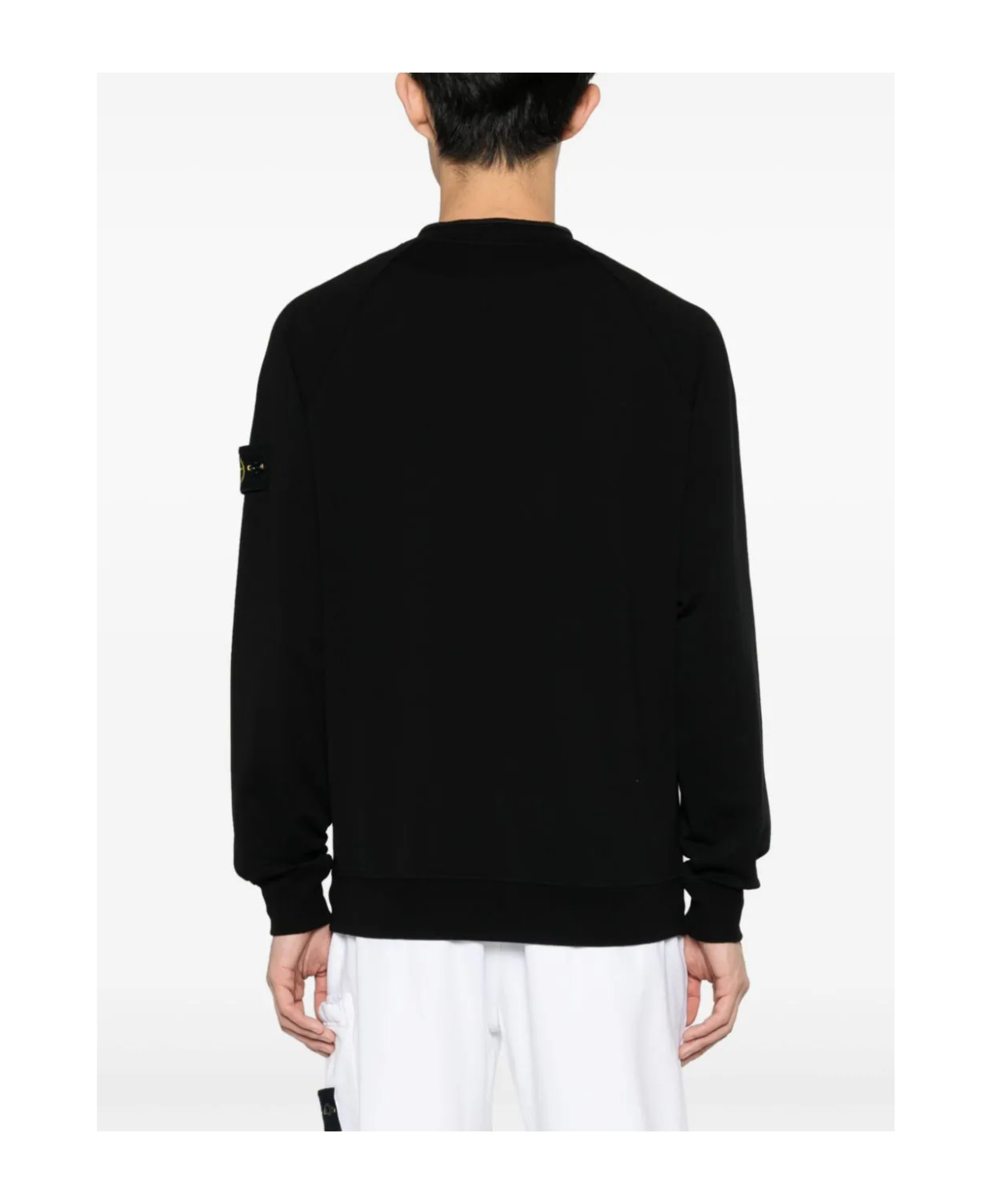 Shop Stone Island Compass-badge Cotton Sweatshirt In Black