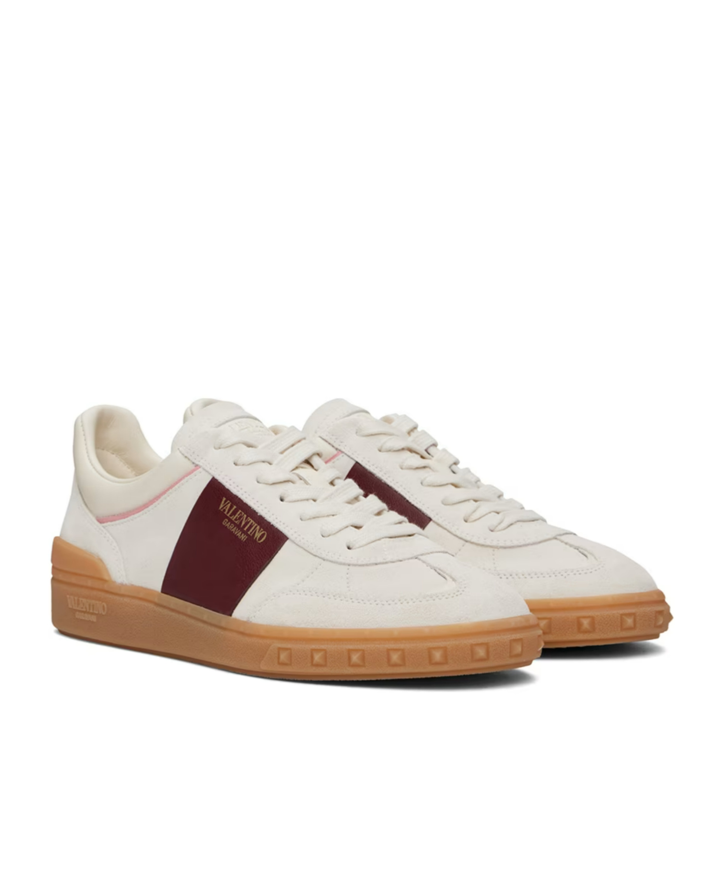 Valentino Garavani Rockstud Lace-up Sneakers In White