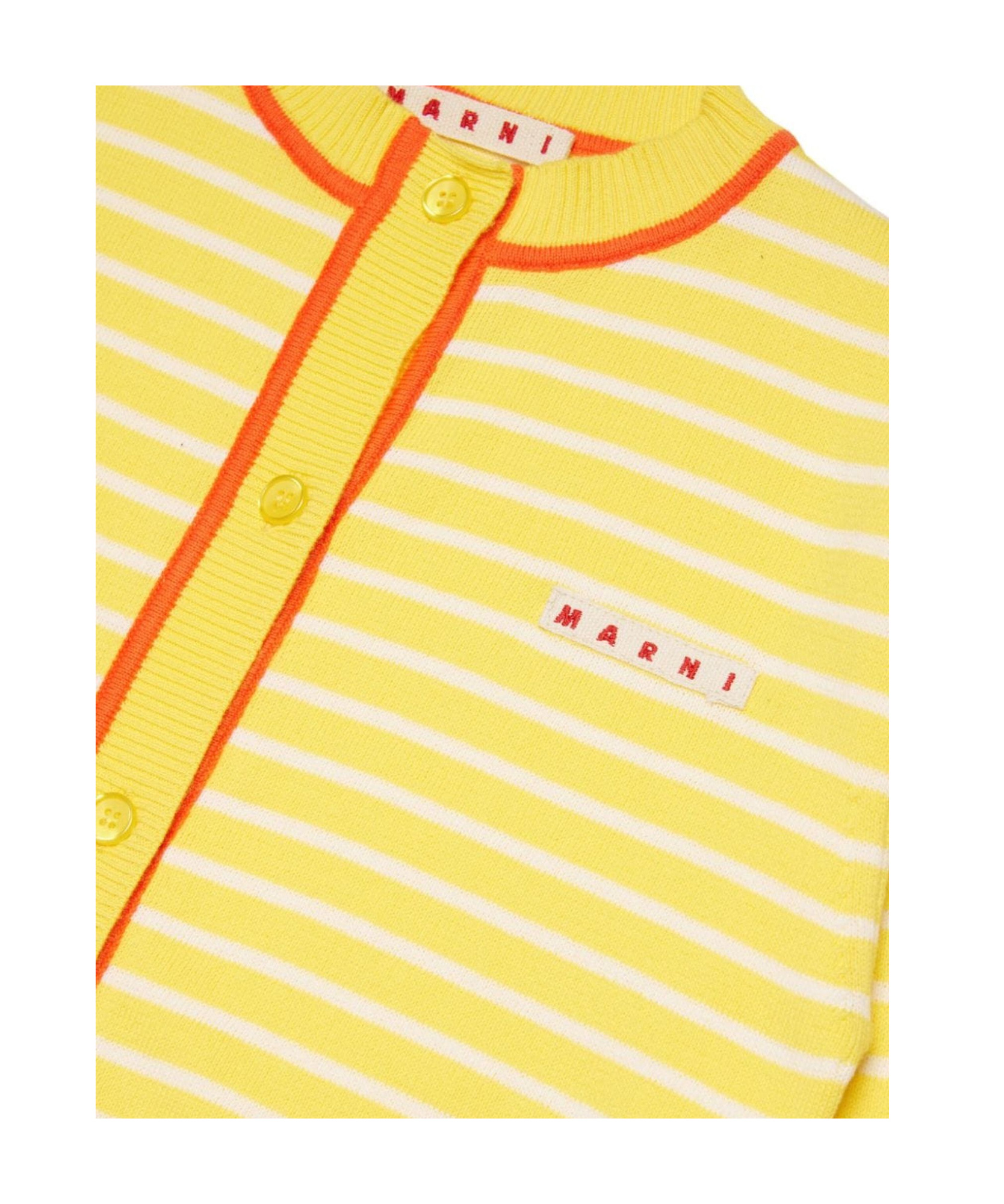 Marni Striped-pattern Cotton Cardigan In Yellow