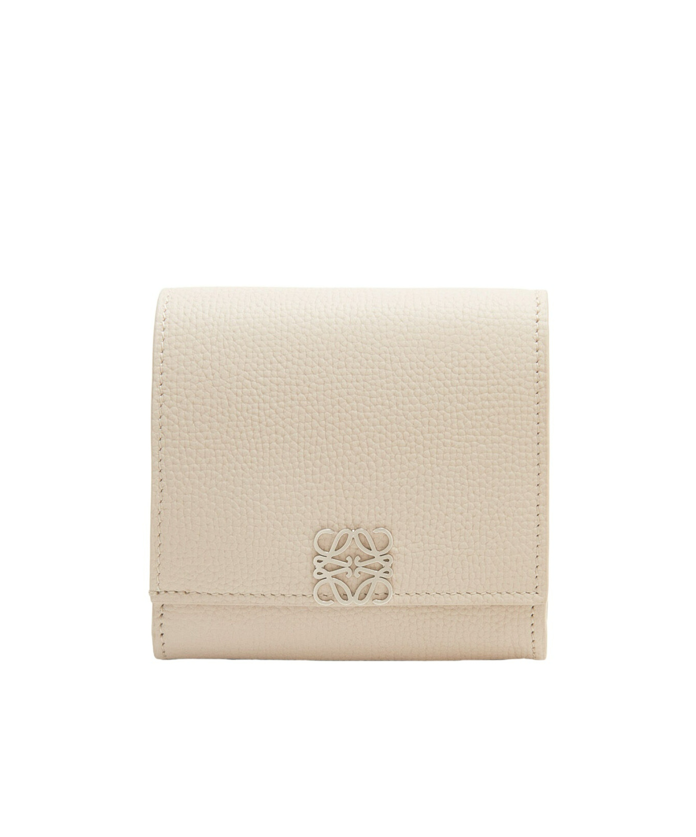 Shop Loewe Anagram Compact Flap Wallet In Pebble Grain Calfskin In Nude