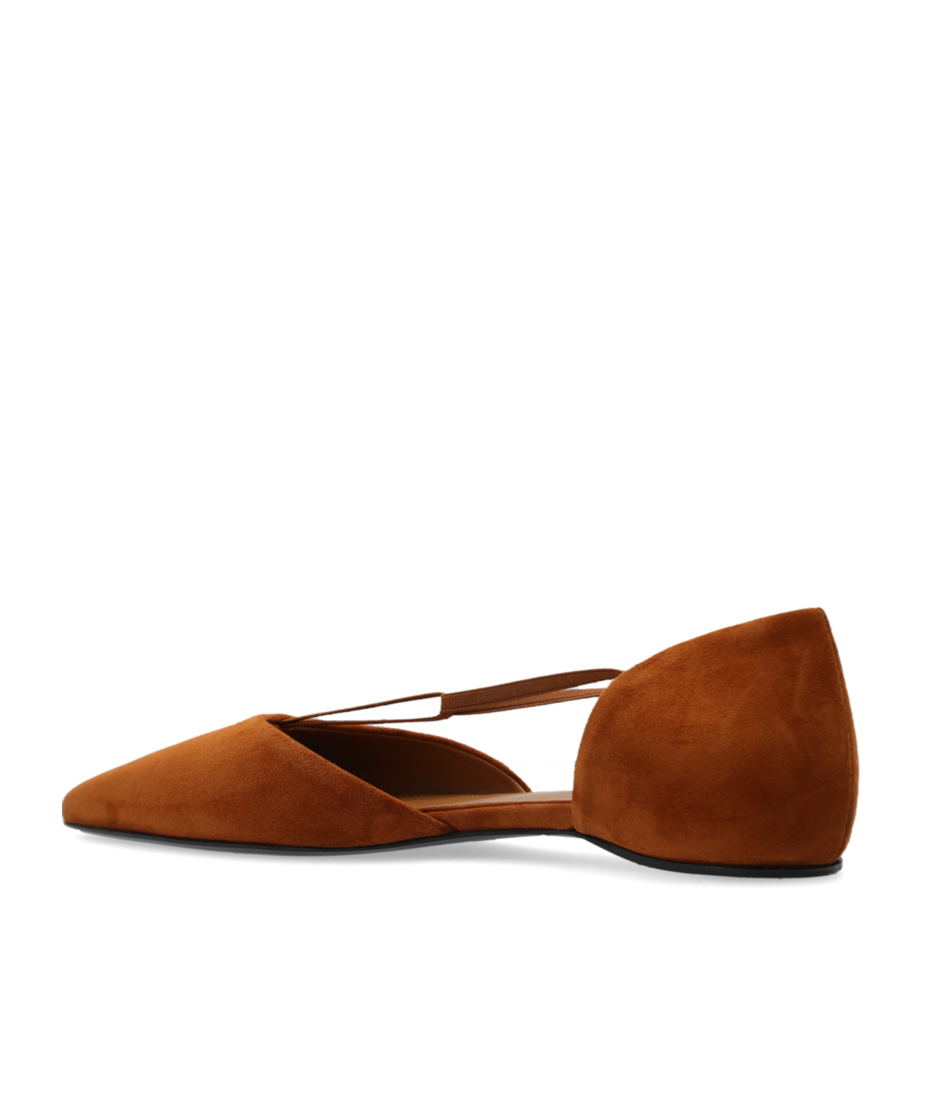 Totême The T-strap Suede Ballerina Shoes In Brown