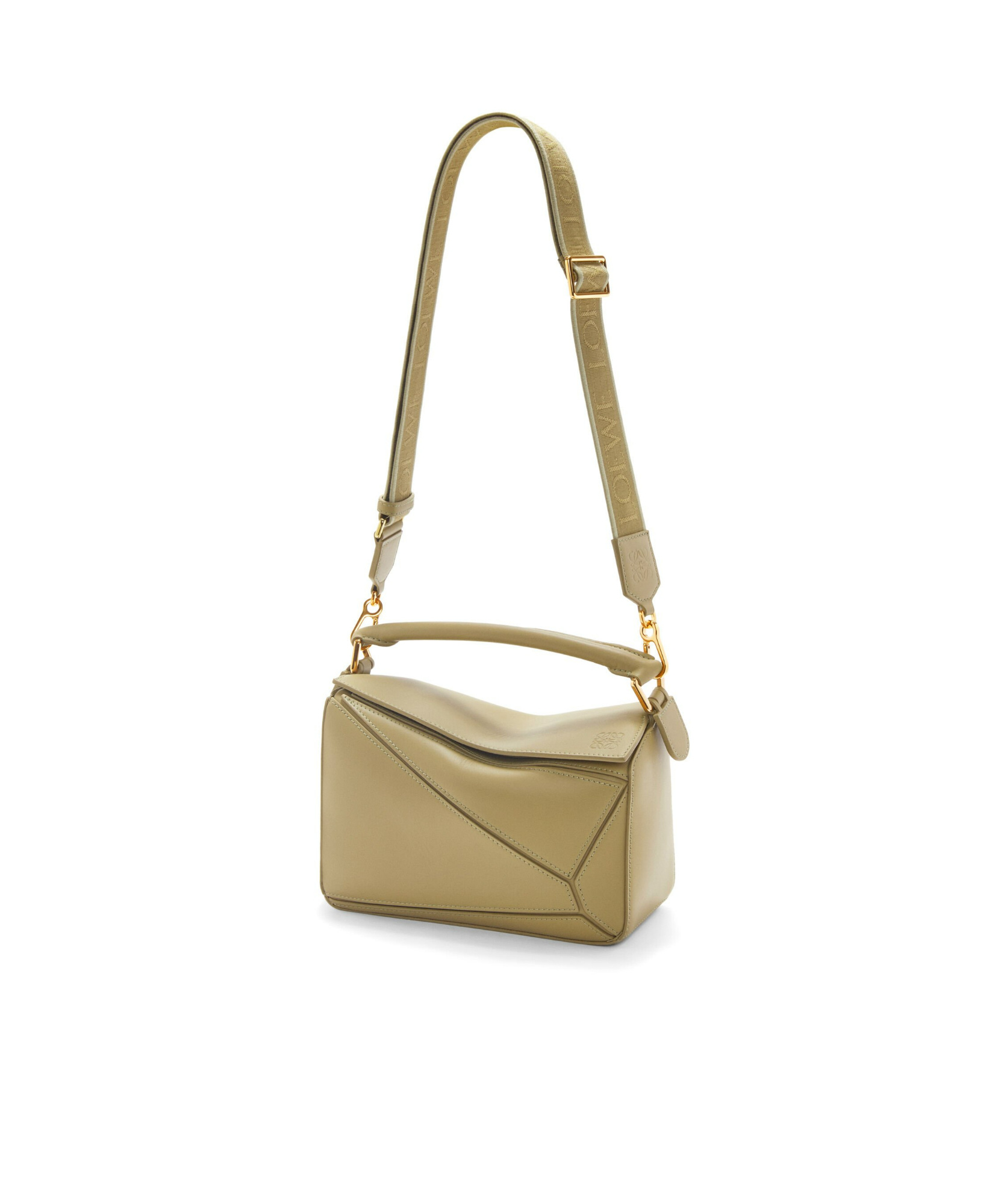 Loewe Puzzle Small Leather Tote Bag In Green