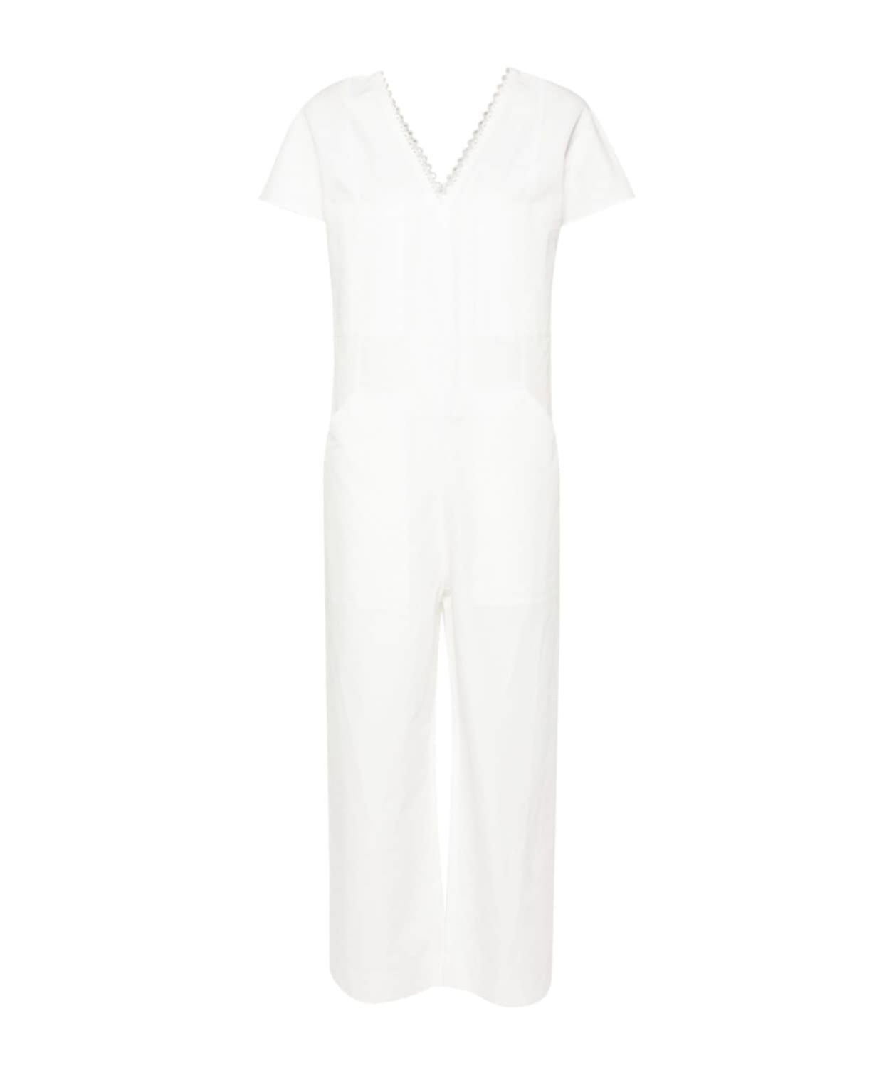 Apc Short-sleeve V-neck Jumpsuit In White