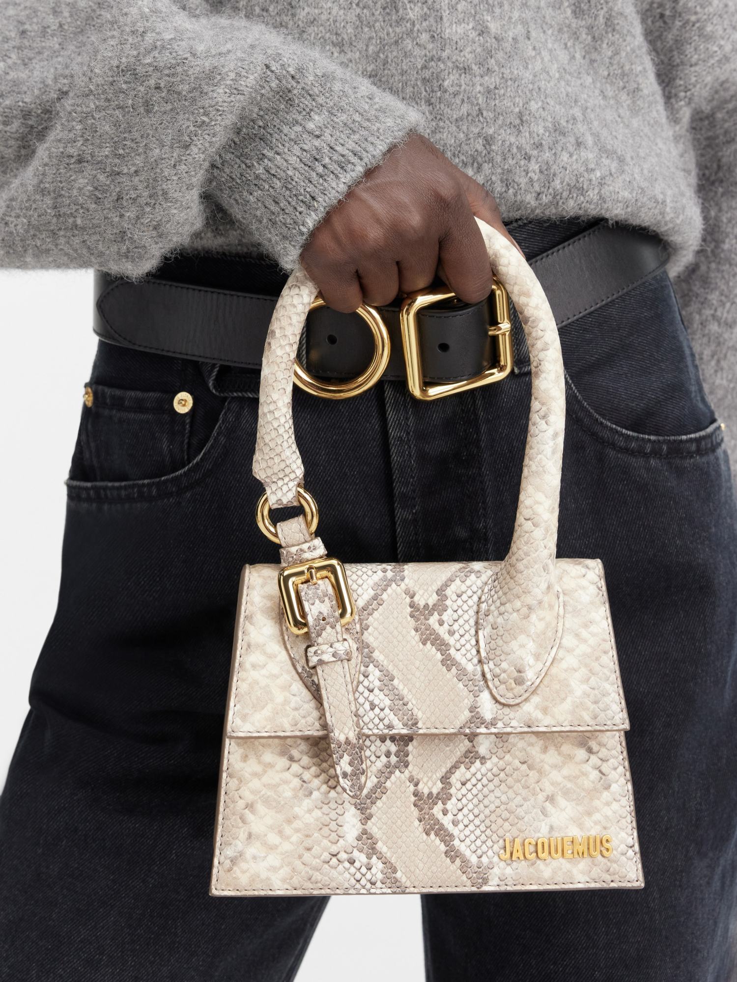 Jacquemus Beige Les Sculptures 'le Chiquito Moyen Boucle' Bag In Nude