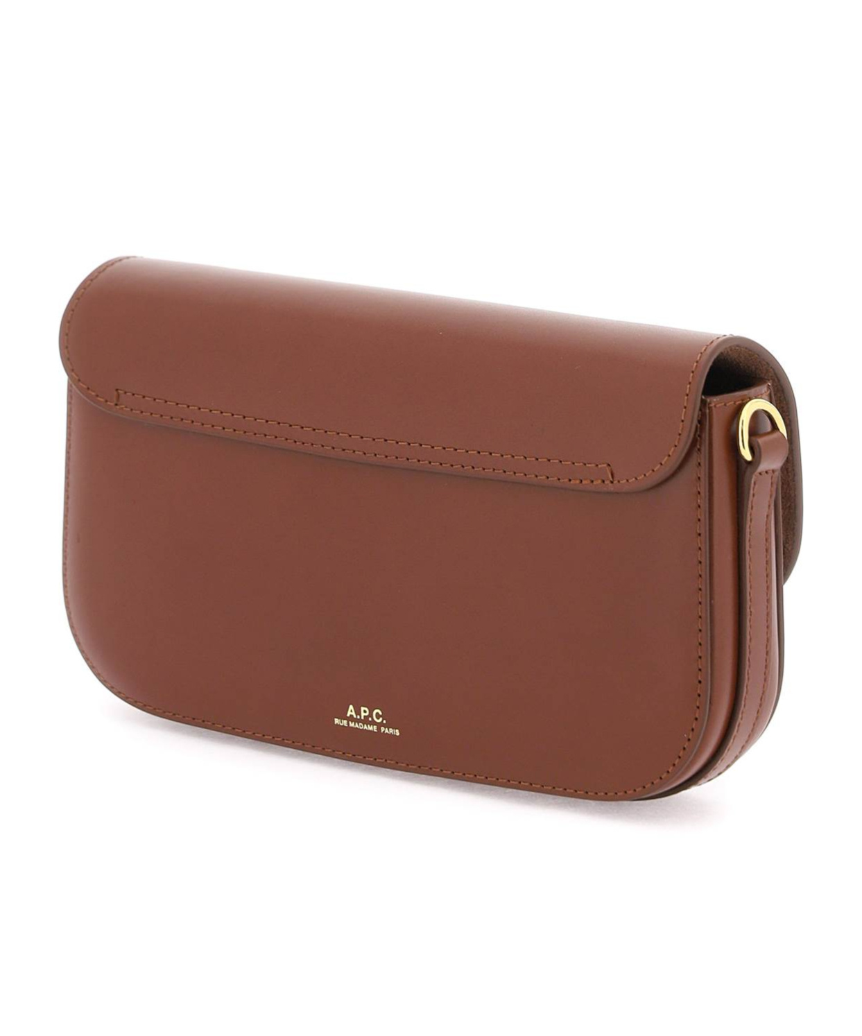 Shop Apc Grace Chaine Leather Clutch Bag In Brown