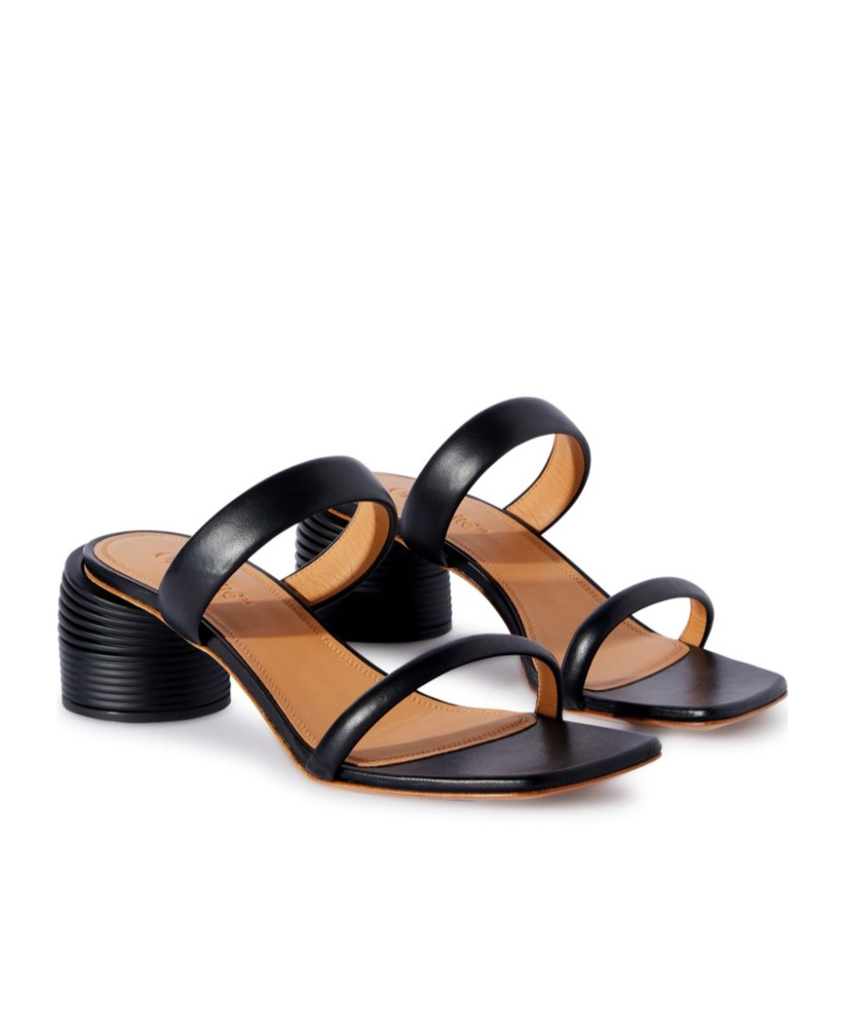 Shop Off-white Spring Leather Sandals In Black