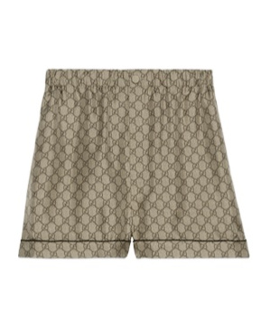 Gucci Seidenshorts Mit Gg Supreme-print In Gray