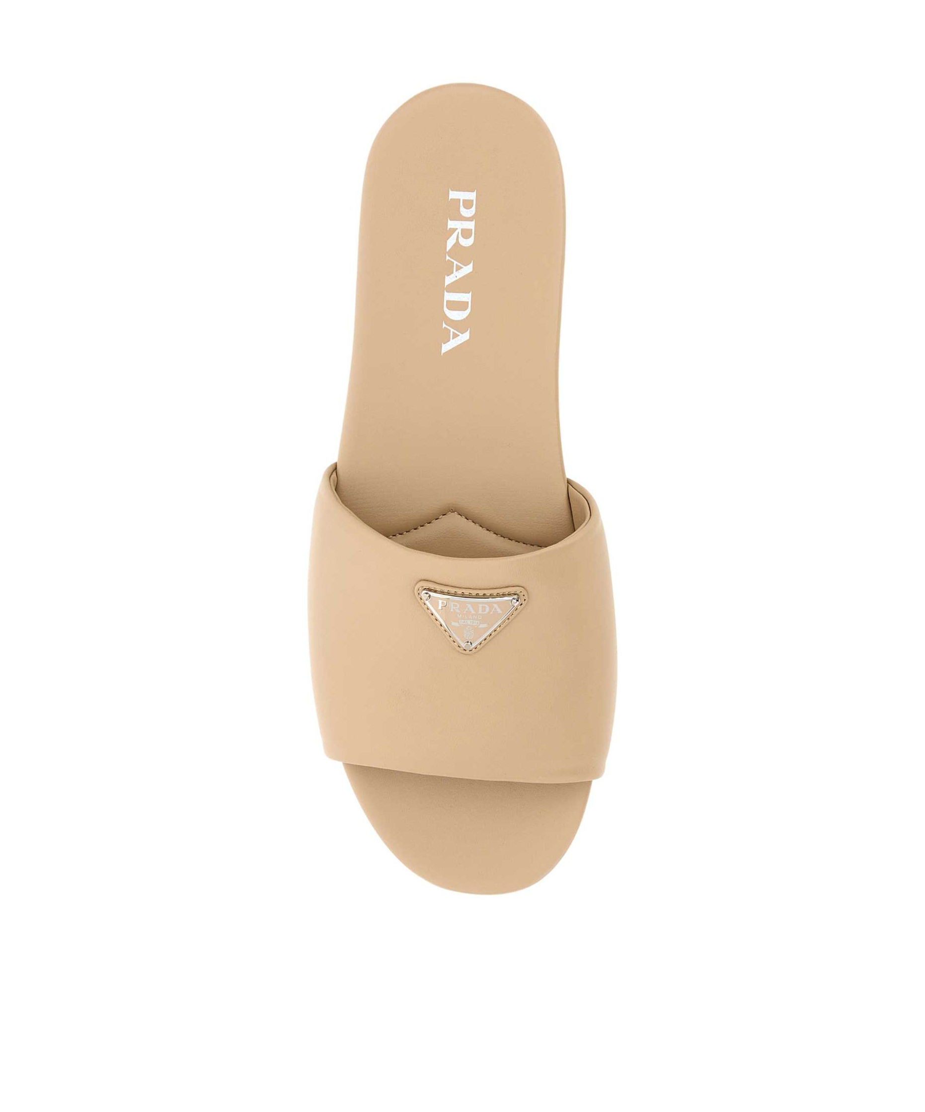 Prada Women Sandali Slide In Pelle In Yellow
