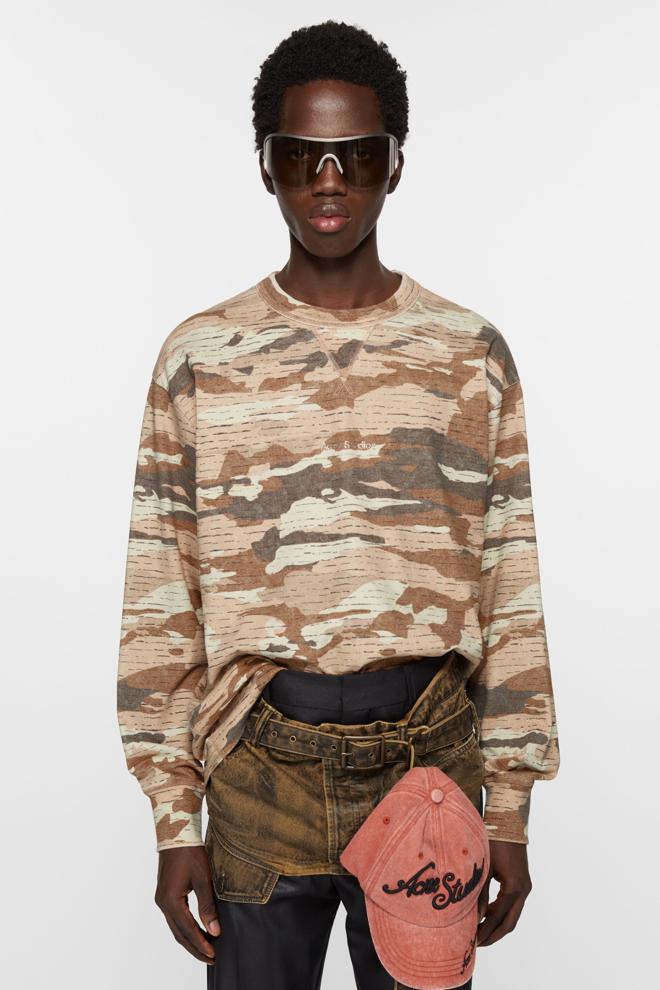 Acne Studios Abstract-print Sweatshirt In Nude