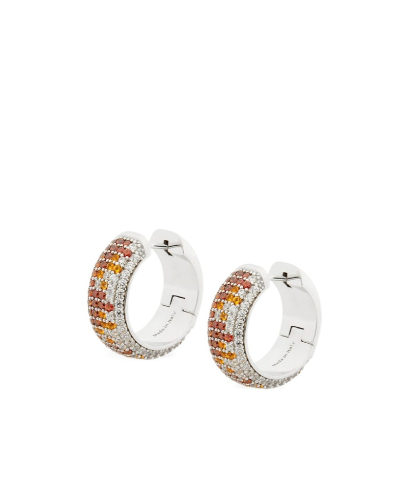 Loewe Pavé Hoop Earrings In Sterling Silver And Crystals For Woman In Red