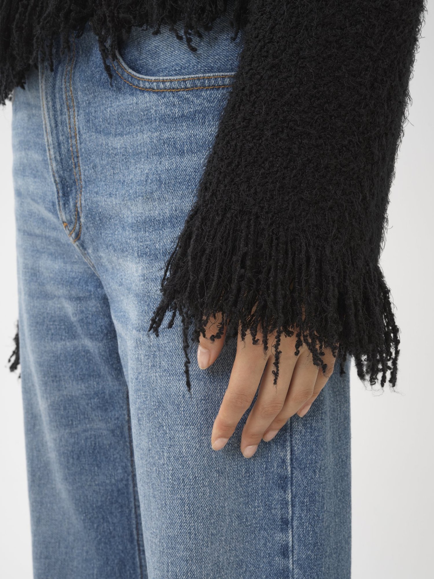 Chloé Veste Courte Ajustée Sans Col Femme Noir Taille L 50% Laine, 36% Soie, 8% Cachemire, 5% Polyamide, 1 In Black