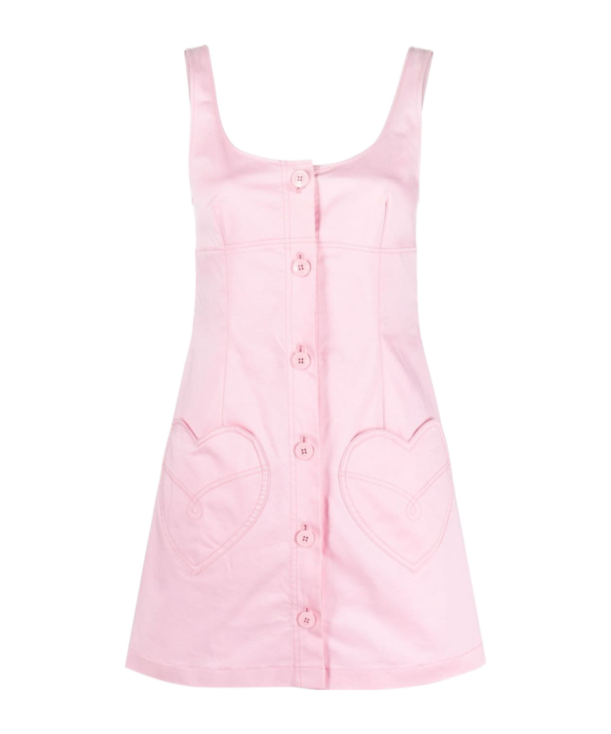 Moschino Heart-motif Stretch-cotton Midi Dress In Pink
