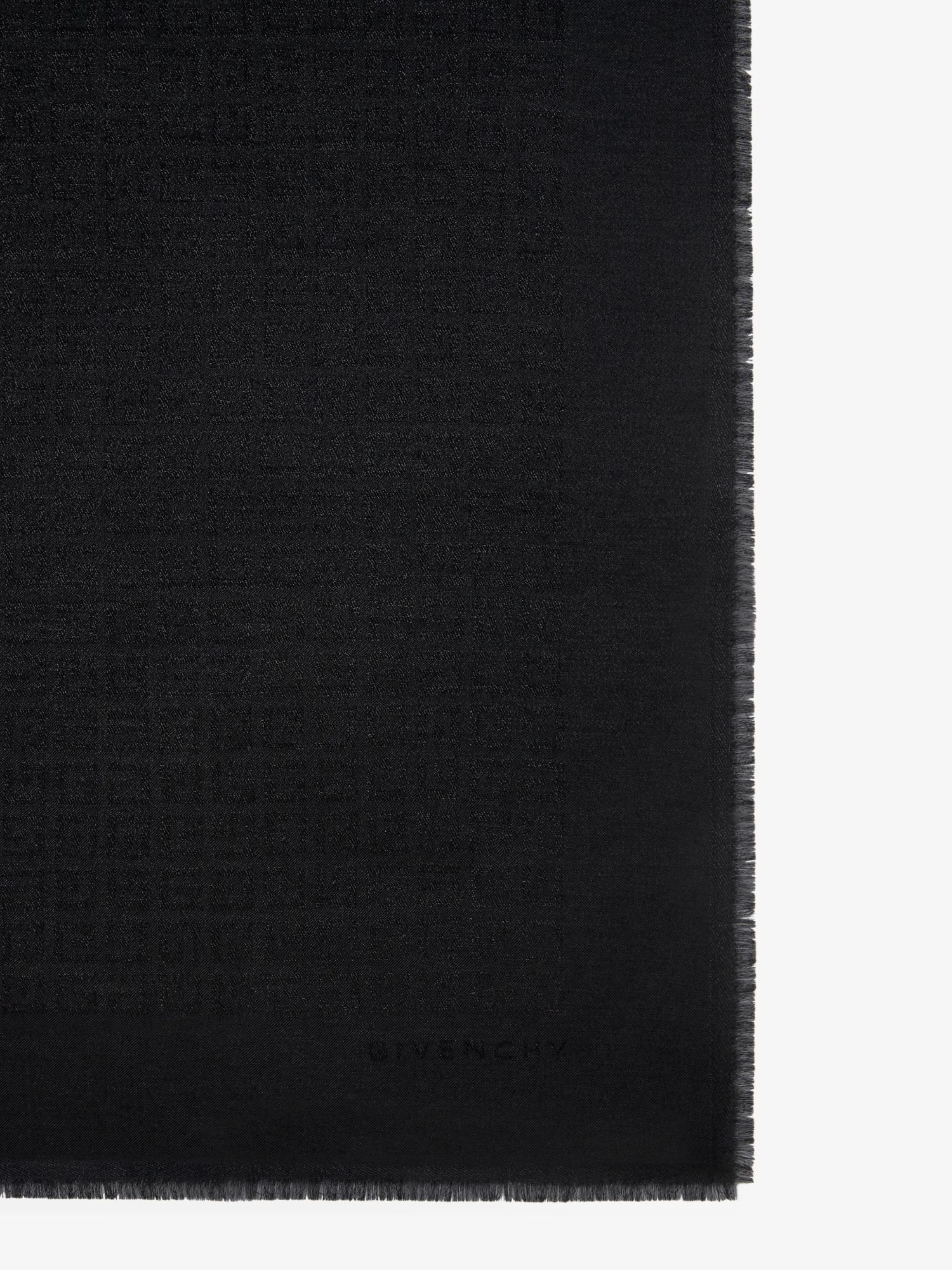 Givenchy Monogram Frayed Edge Scarf In Black