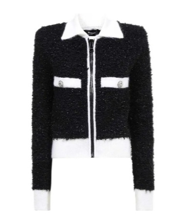 Balmain Textured Fabric Long Sleeves Front Pockets In Black