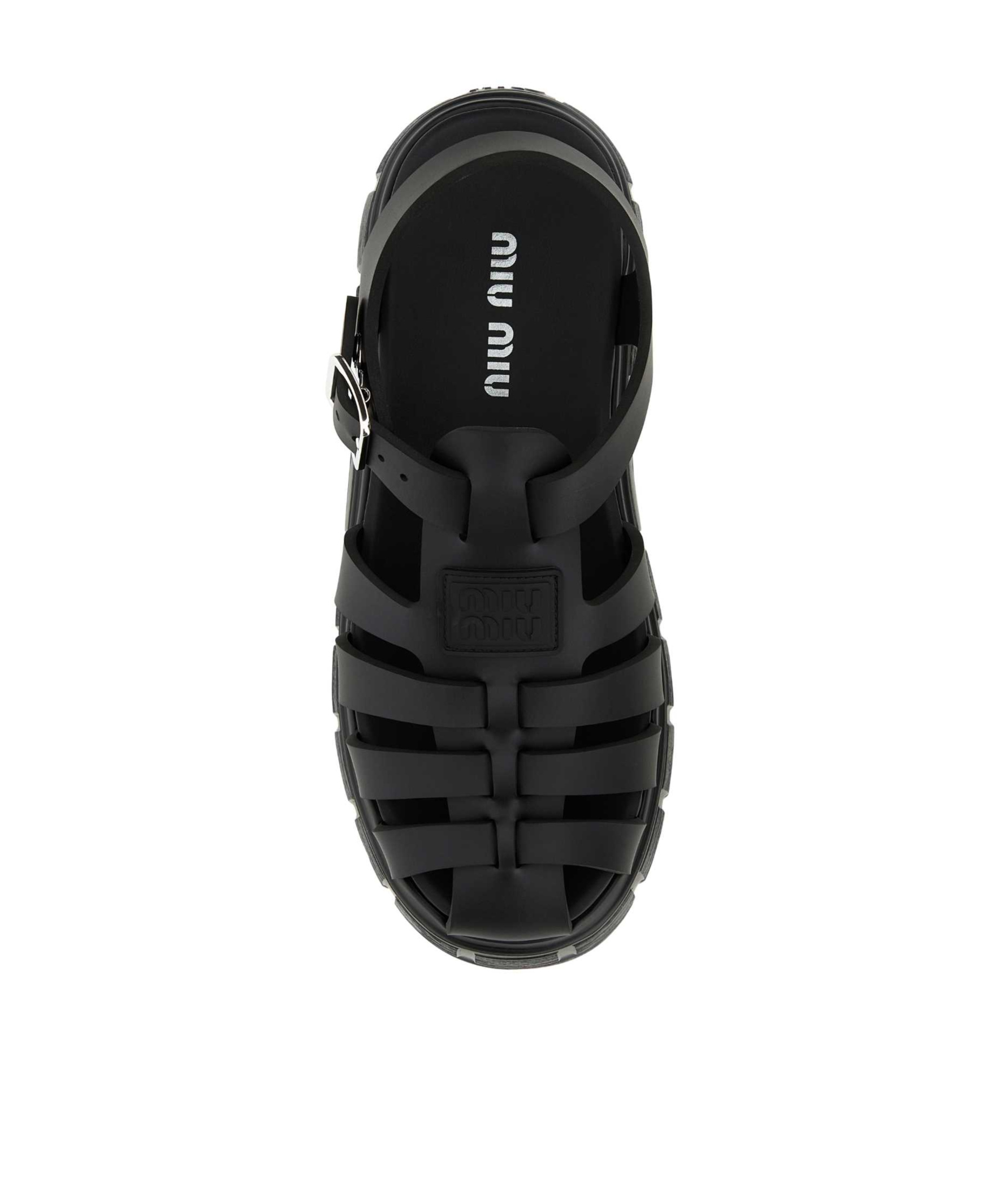 Miu Miu Logo-embossed Chunky Caged Sandals In Black