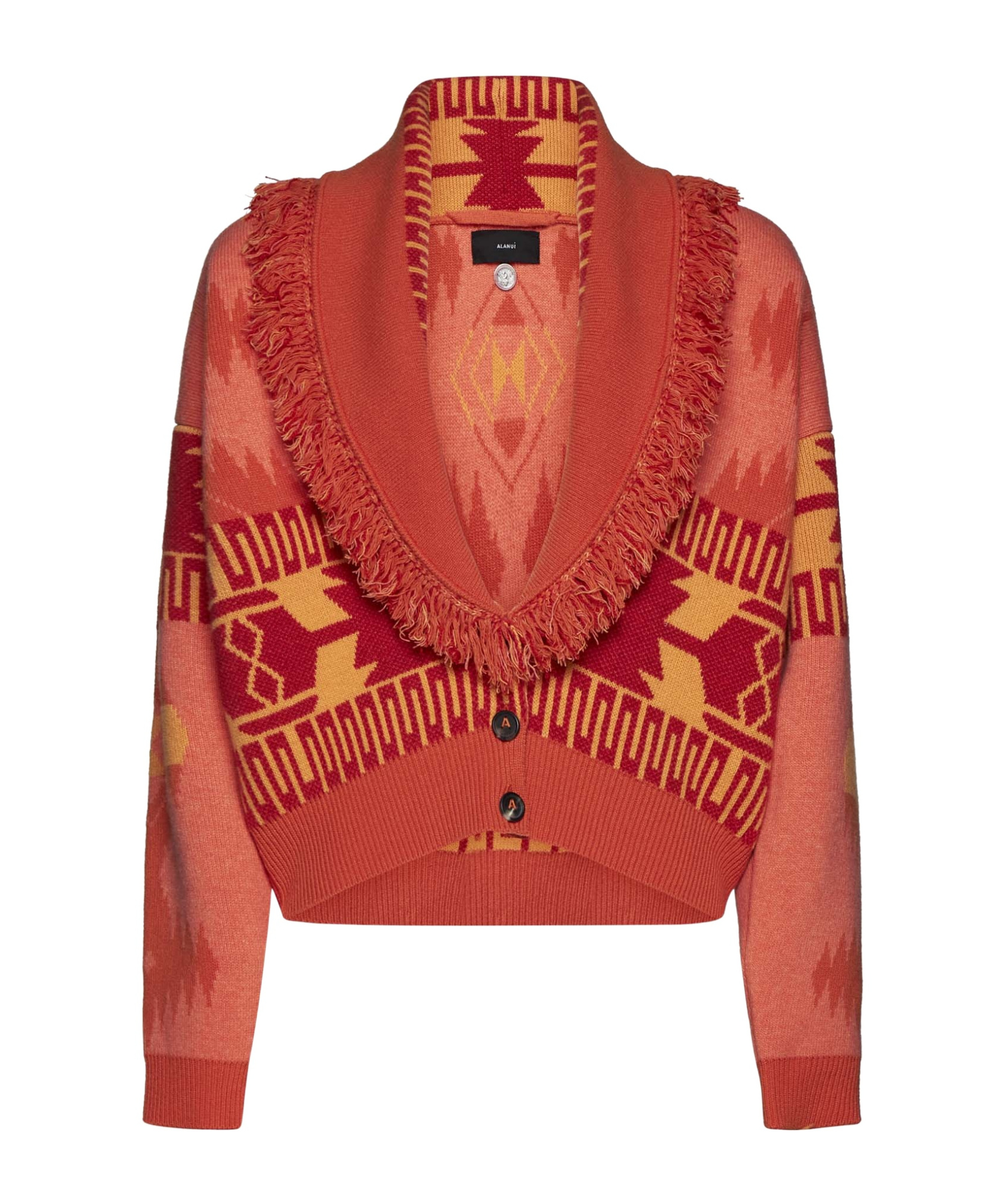 Shop Alanui Icon Jacquard Cardigan In Red