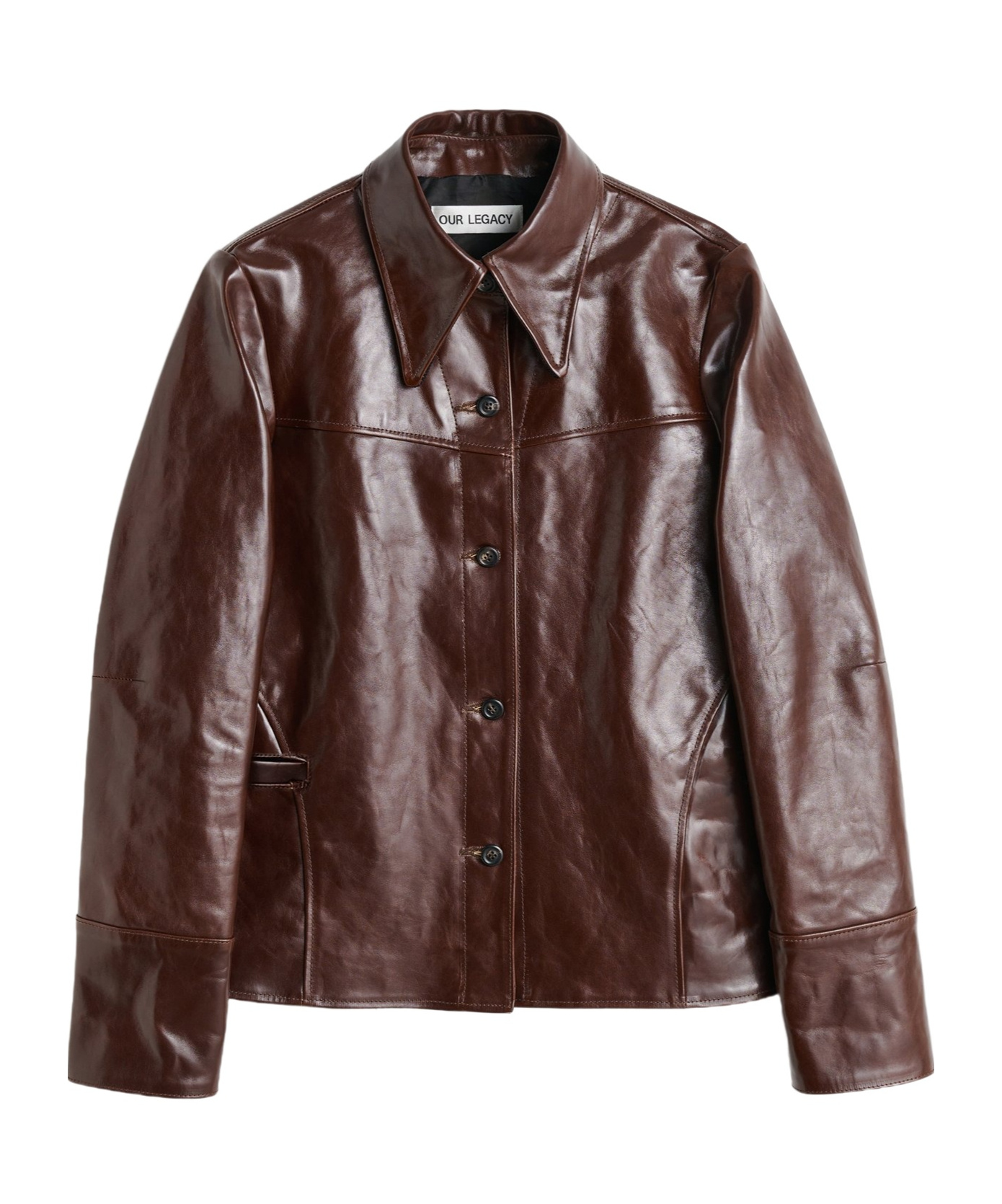 Our Legacy Long-sleeved Leather Jacket In Brown