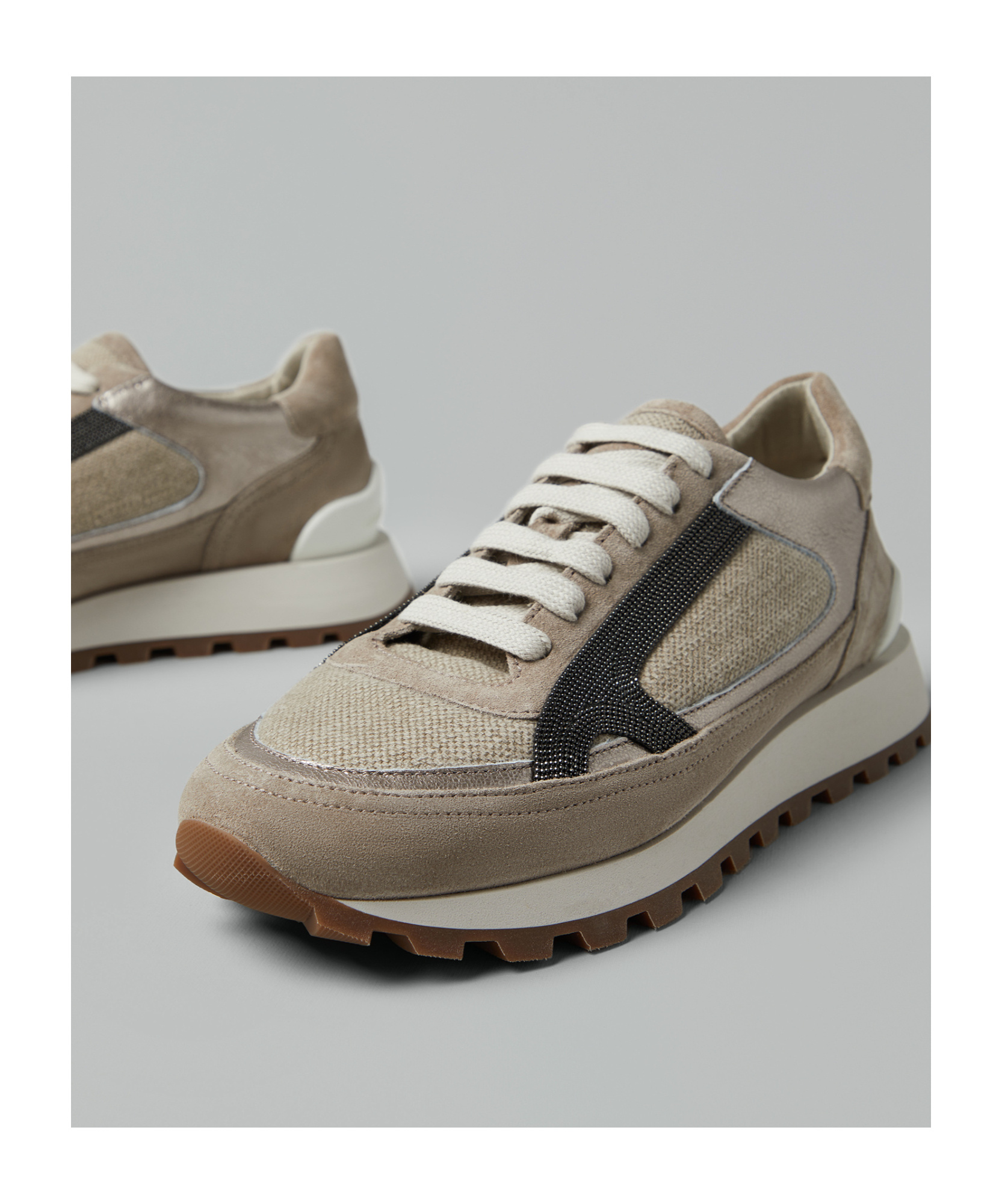 Brunello Cucinelli Monili-embellished Sneakers In Multicolor