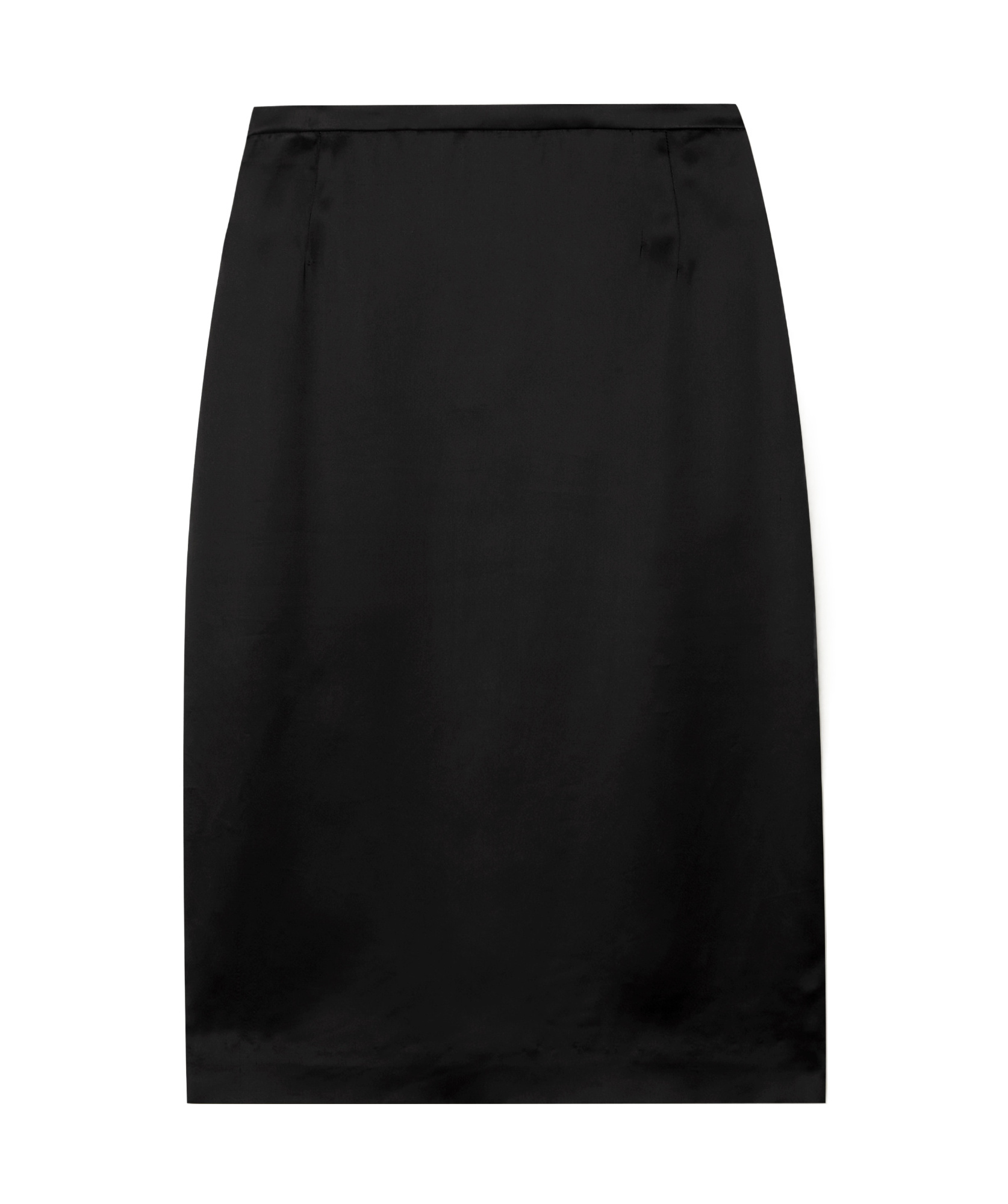 Saint Laurent Satin Pencil Midi Skirt In Black