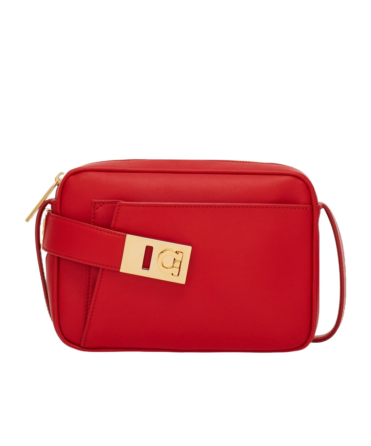 Ferragamo Small Camera Case Leather Crossbody Bag In Red