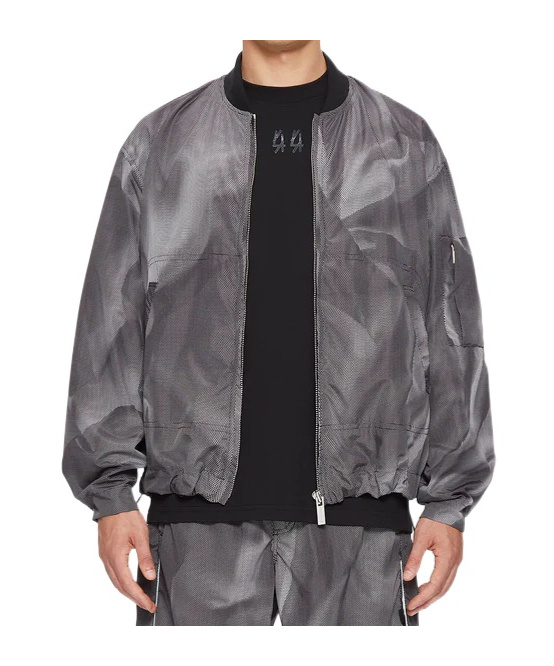 44 Label Group Crinkle Graphic-print Bomber Jacket In Black