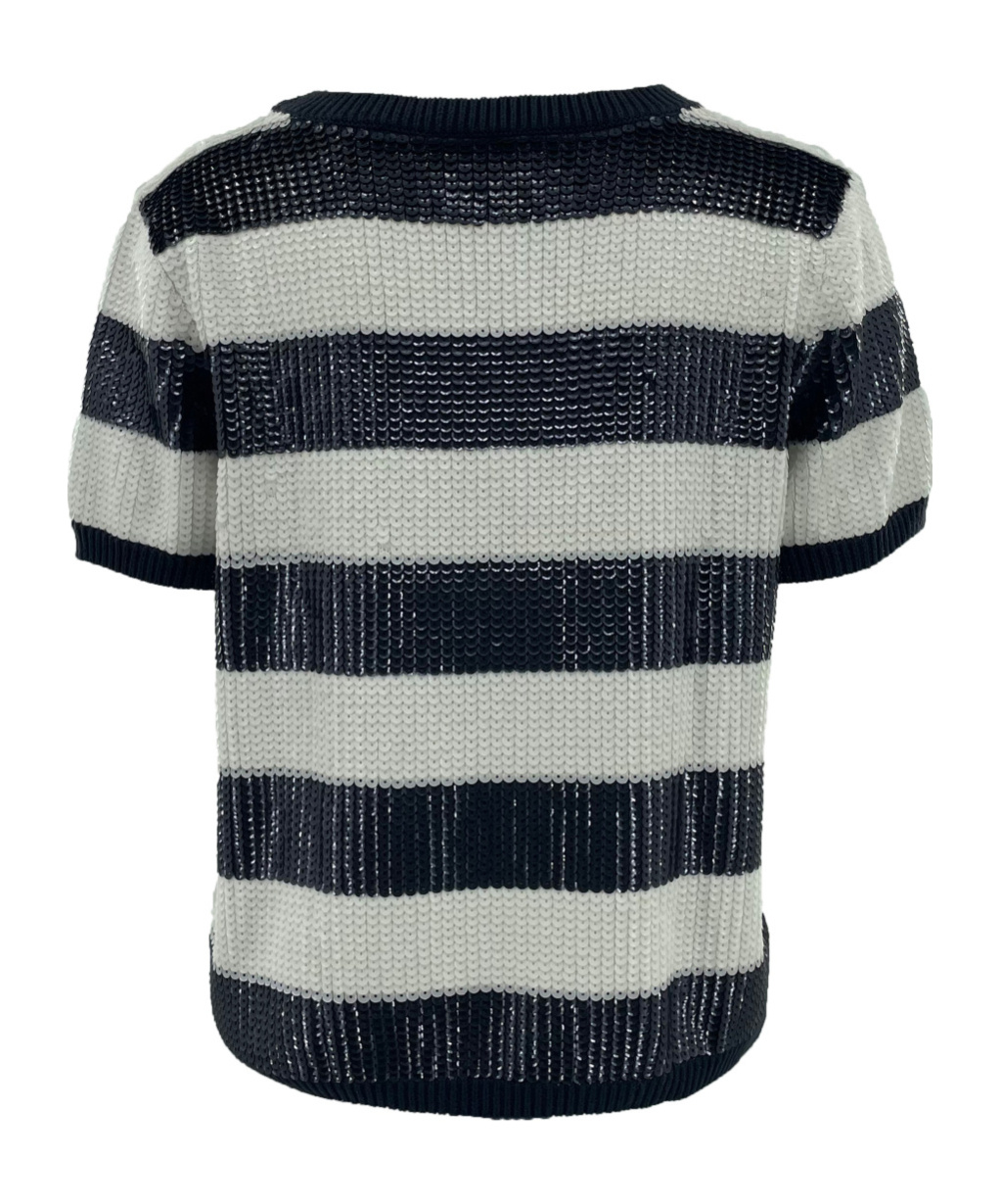 Shop Armani Jeans Striped Short-sleeved Sweater In Black