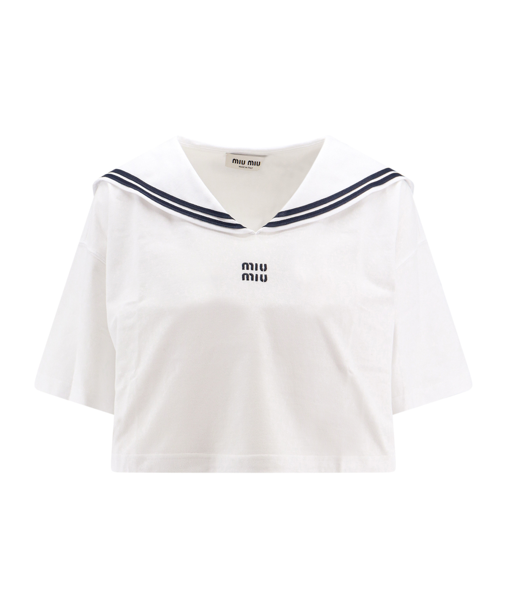Miu Miu Sailor-collar T-shirt In White