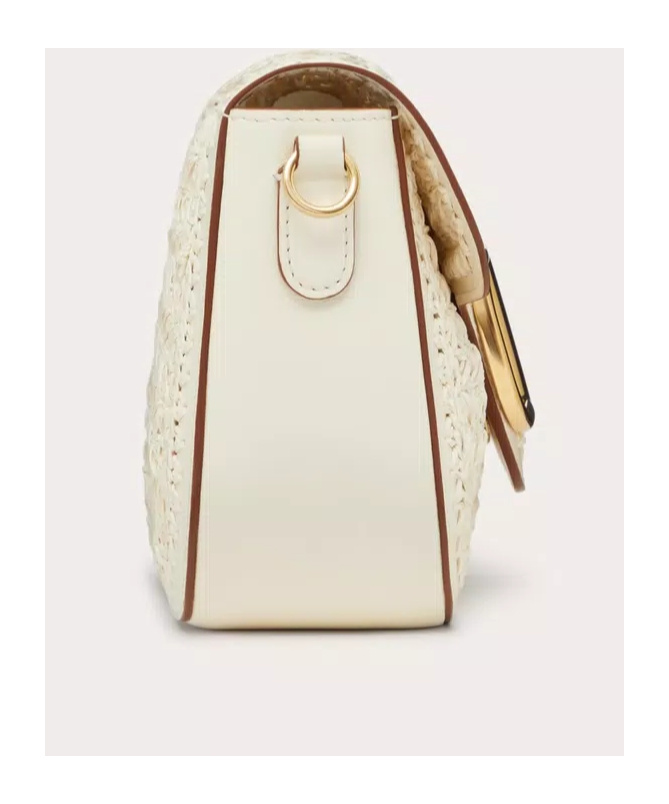 Valentino All Time Crochet Leather Shoulder Bag In Nude