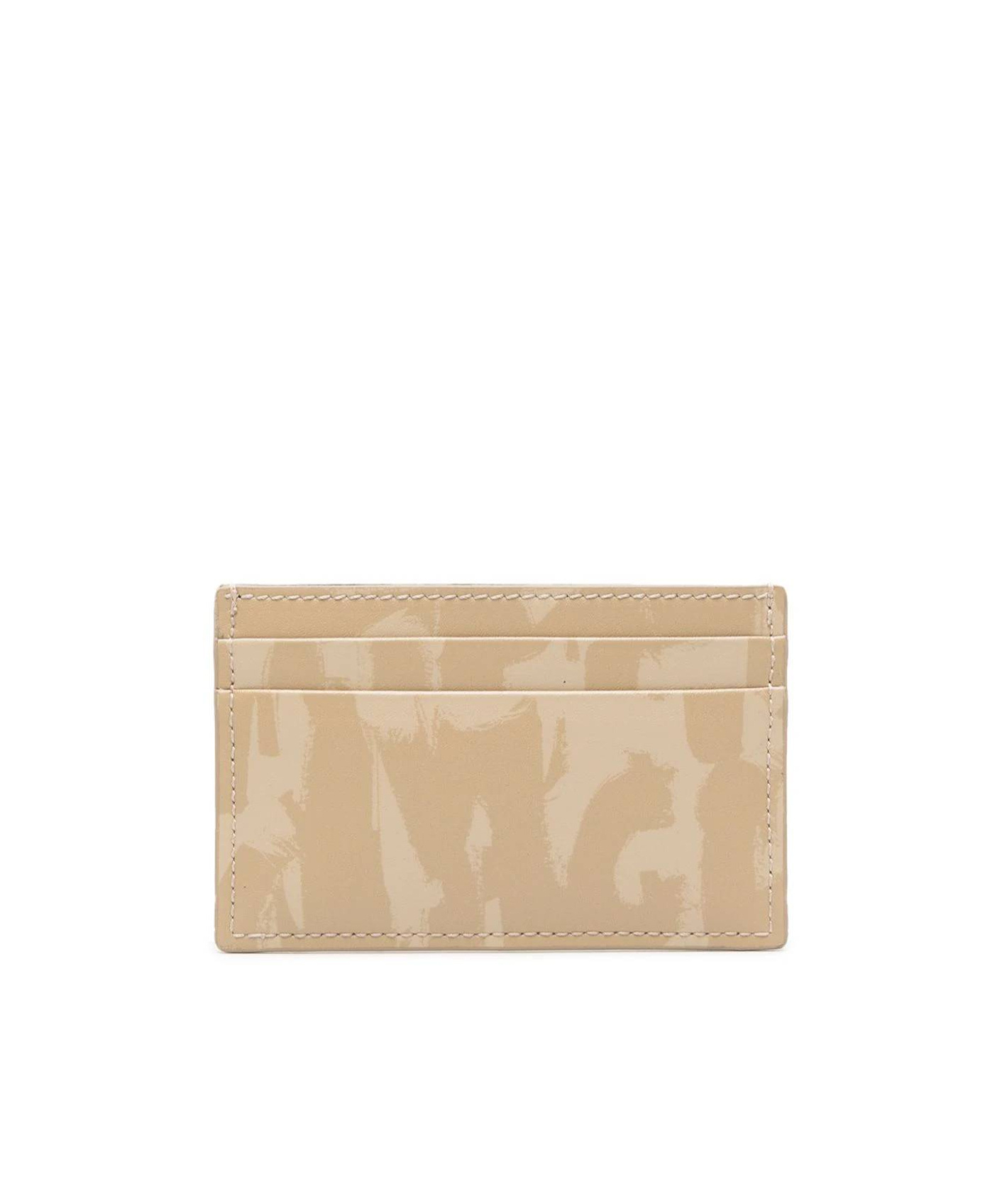 Shop Alexander Mcqueen Graffiti-print Leather Cardholder In Nude