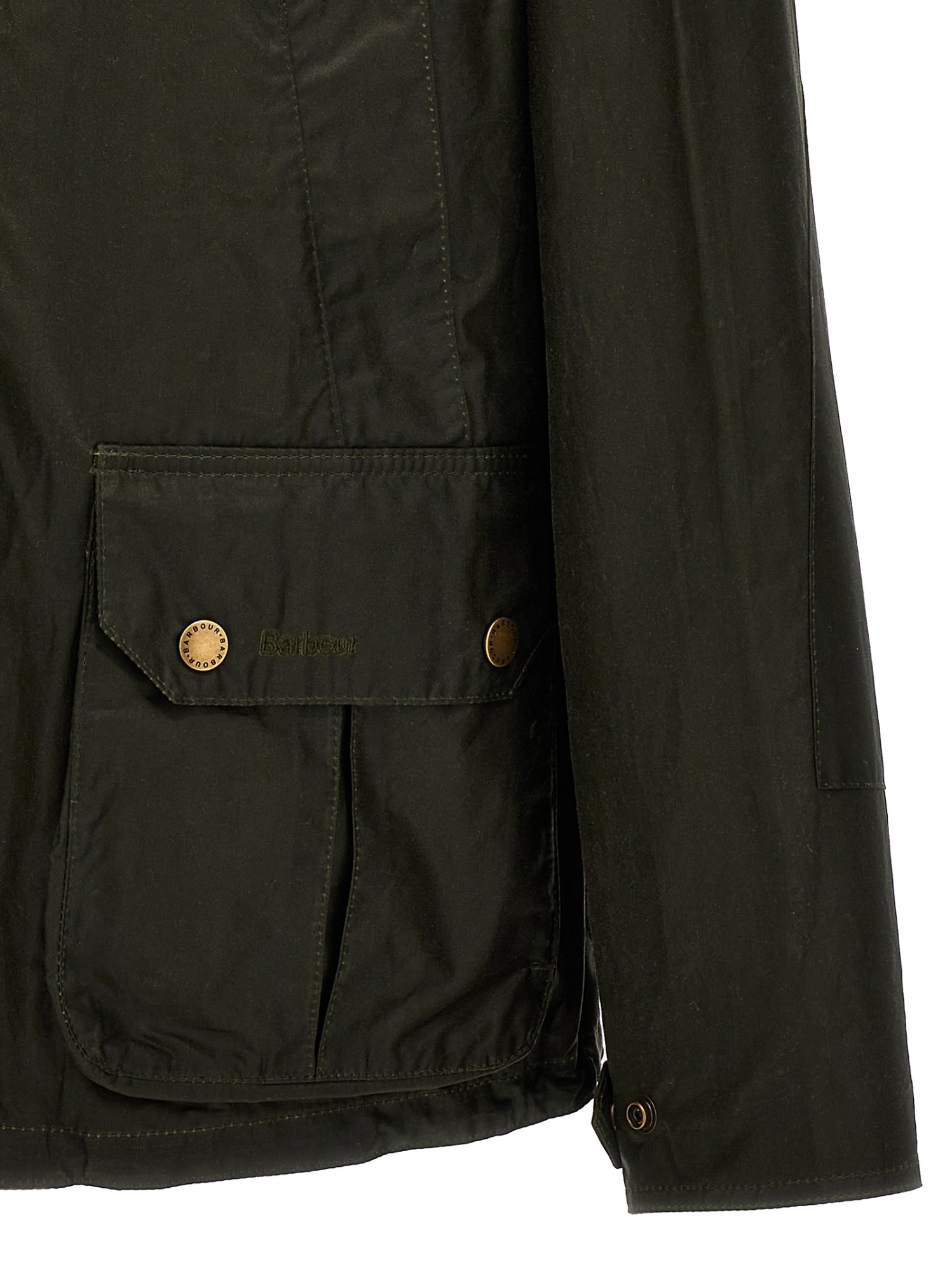 Barbour Ashby Corduroy Collar Water Resistant Waxed Cotton Jacket In Green