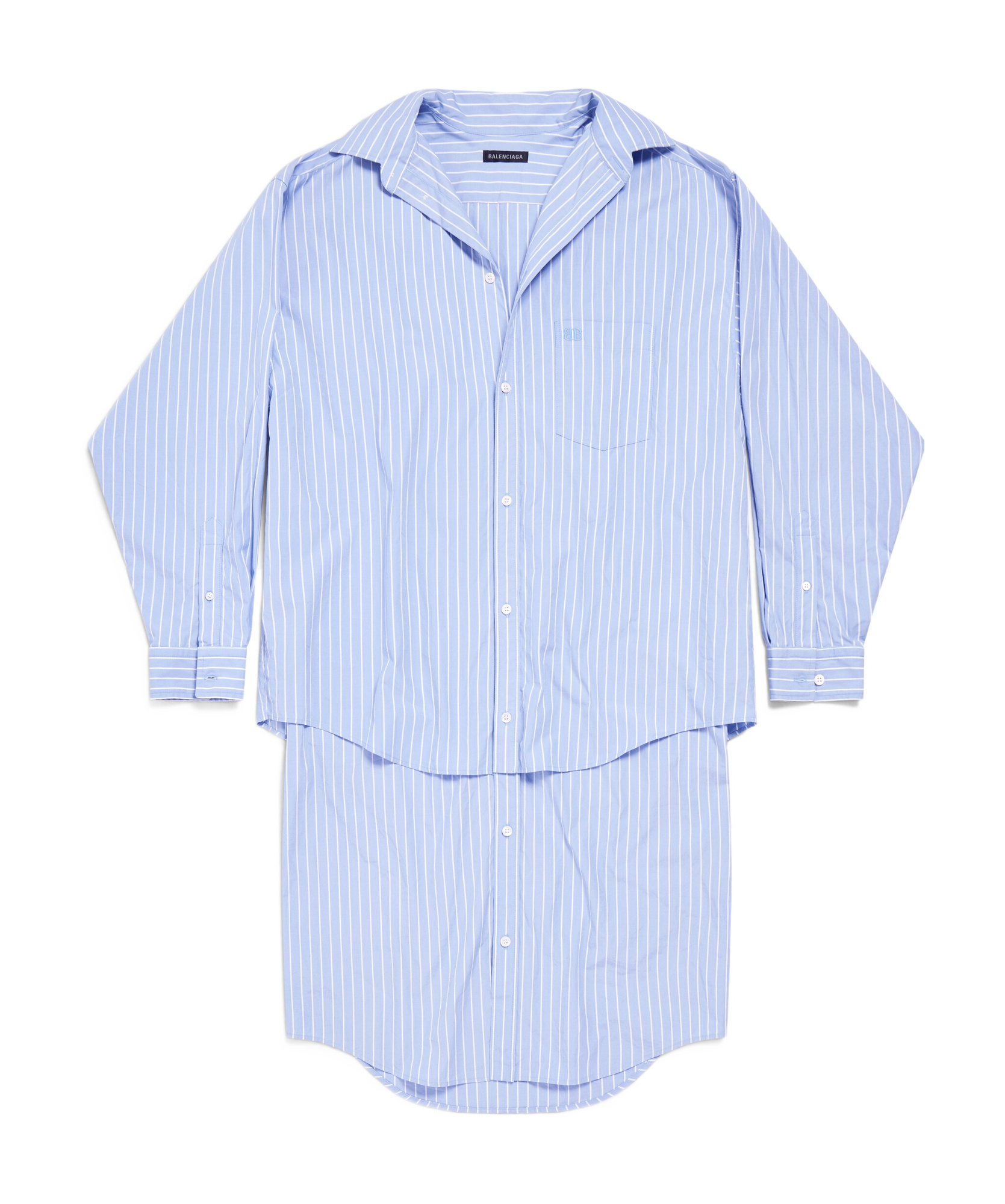 Balenciaga Layered Bb Classic Chemisier Dress In Blue